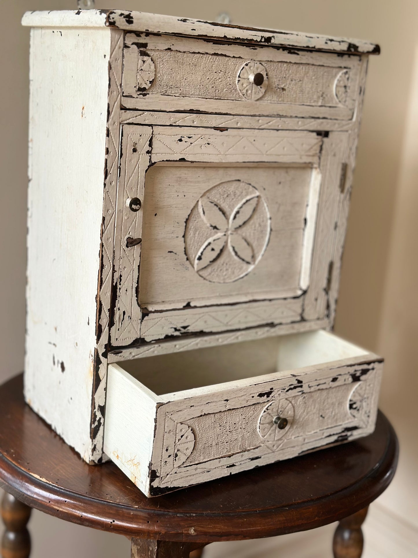 Chippy vintage vanity bathroom cabinet