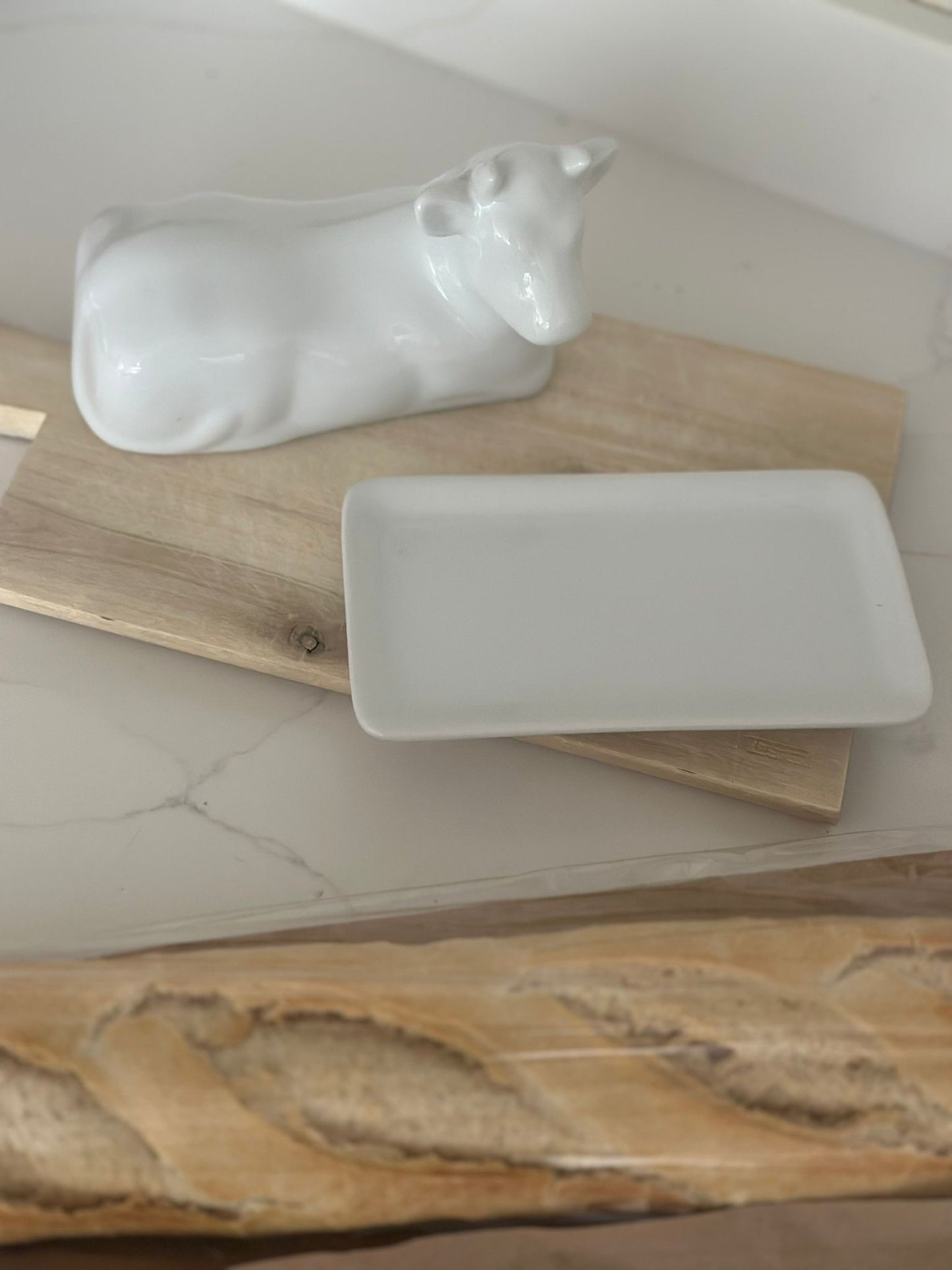 ceramic white cow ๐ฎ butter dish