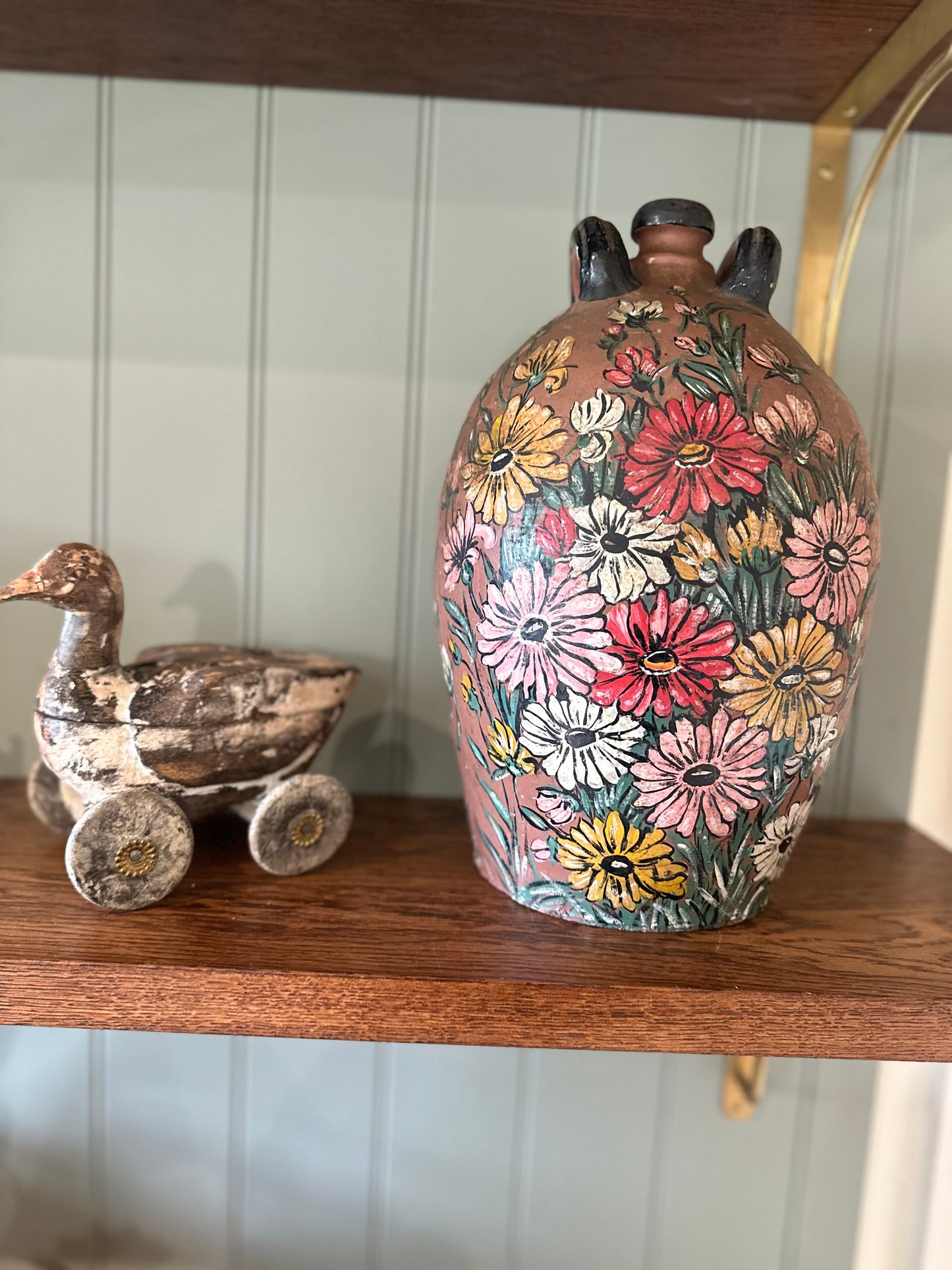 French large vintage vessel hand painted & signed