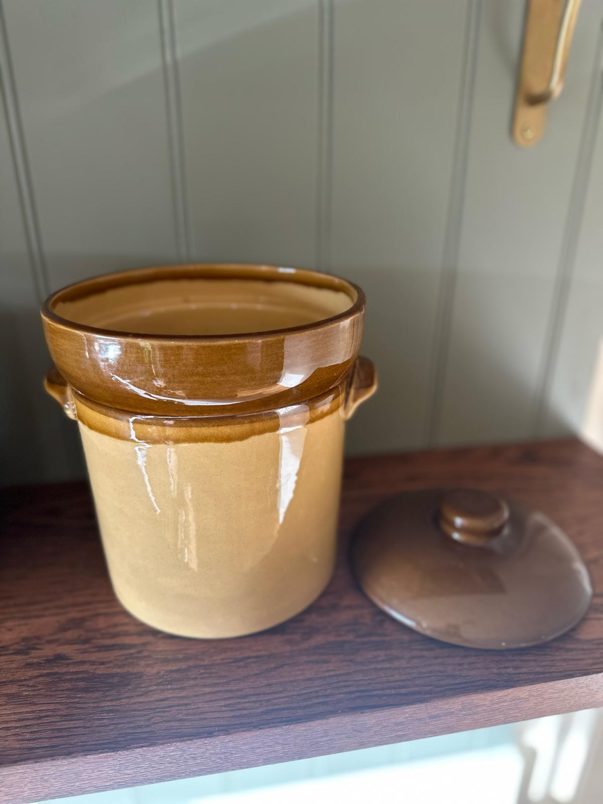 TG green flour pot jar with lid - collectable