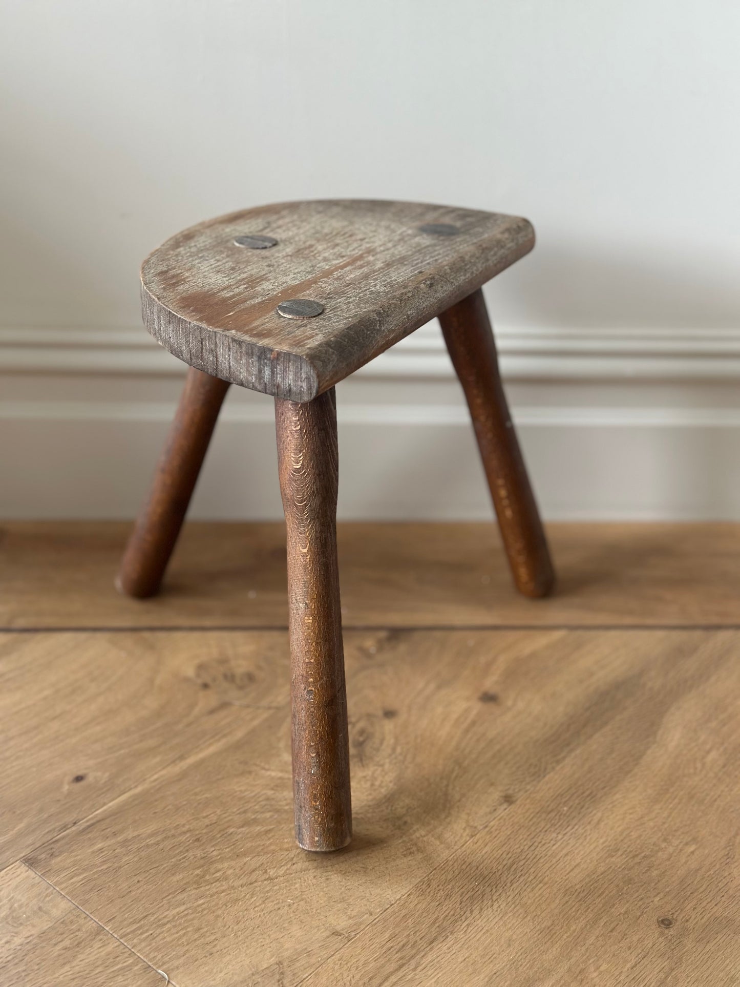 Vintage French half moon stool hand made