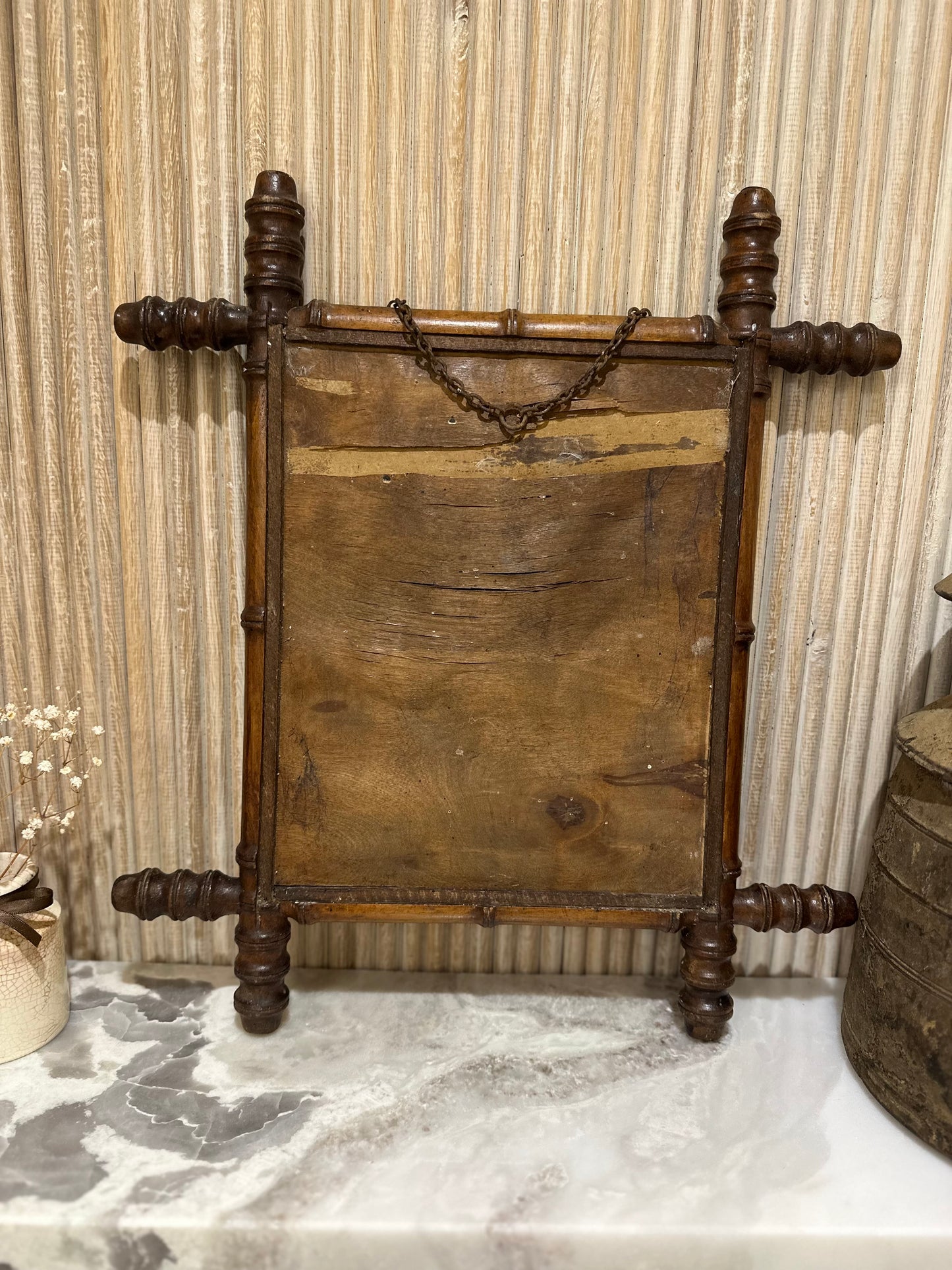 Medium vintage French bamboo mirror