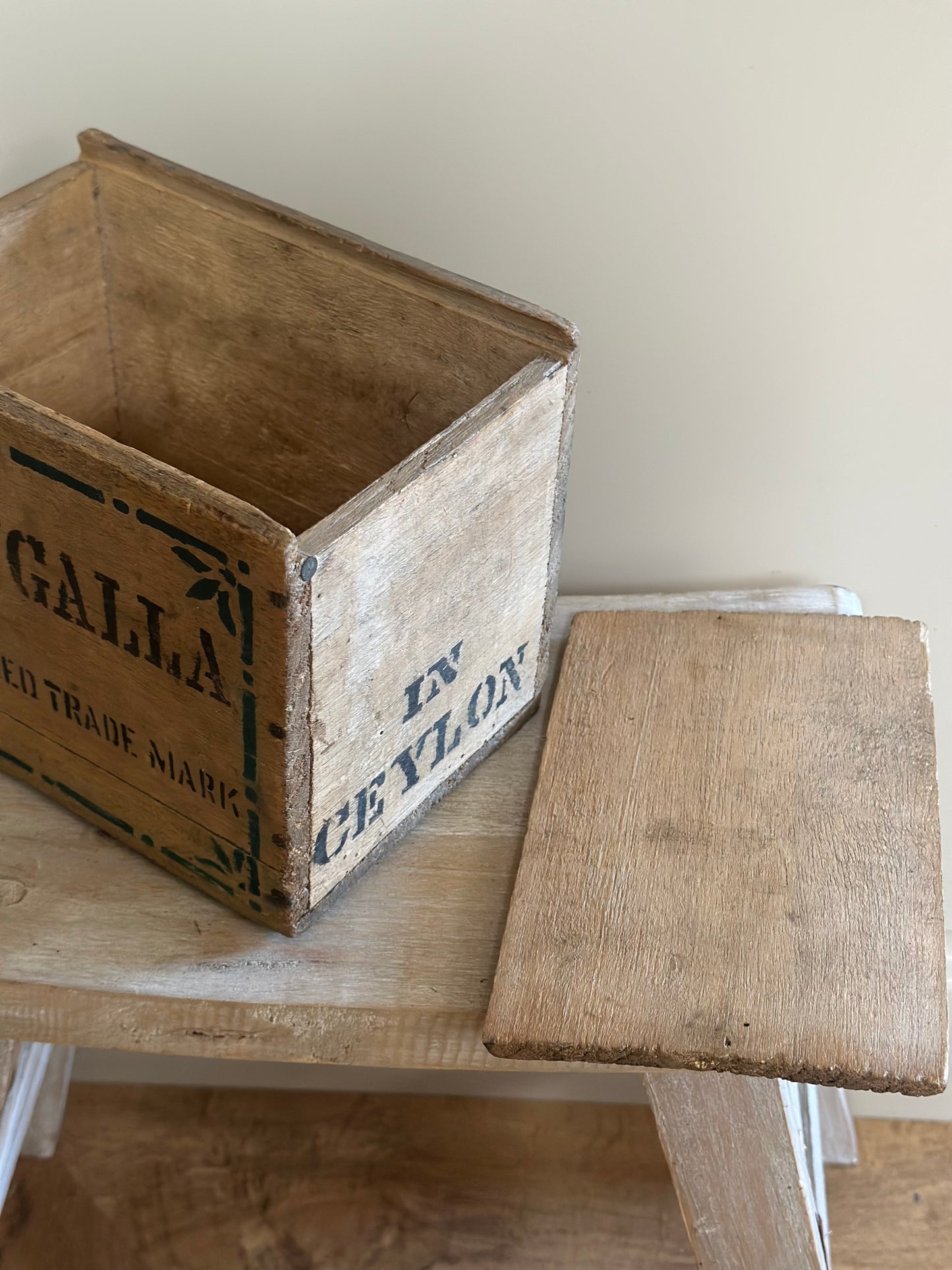 Vintage wood tea box storage