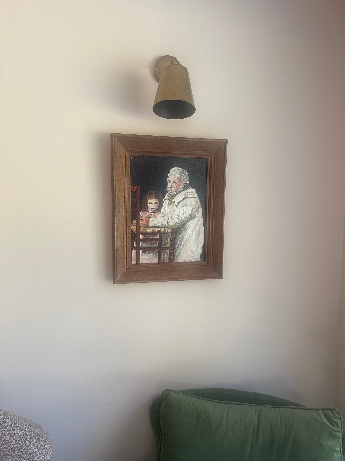 Vintage oil on board priest painting signed framed