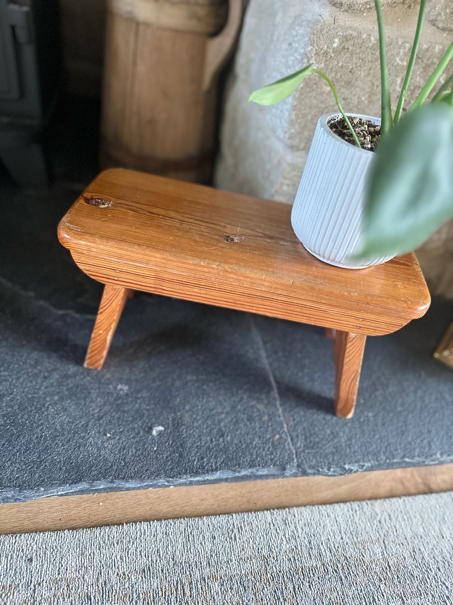 vintage scratch built, stool plant stand - wood