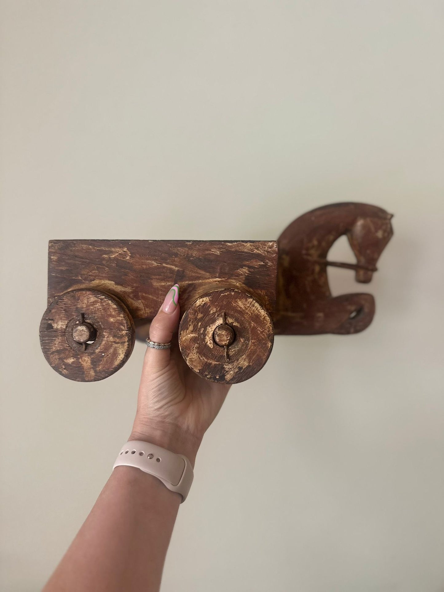 folk art horse coffee table - shelf styling piece