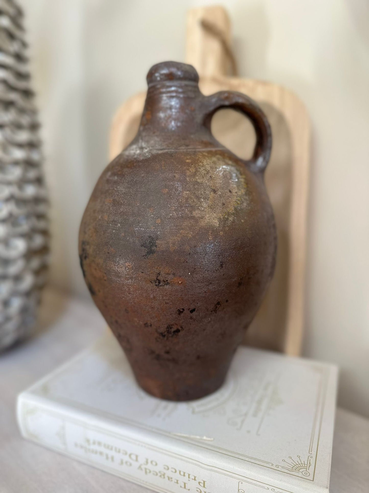 vintage large stoneware olive pot jug French