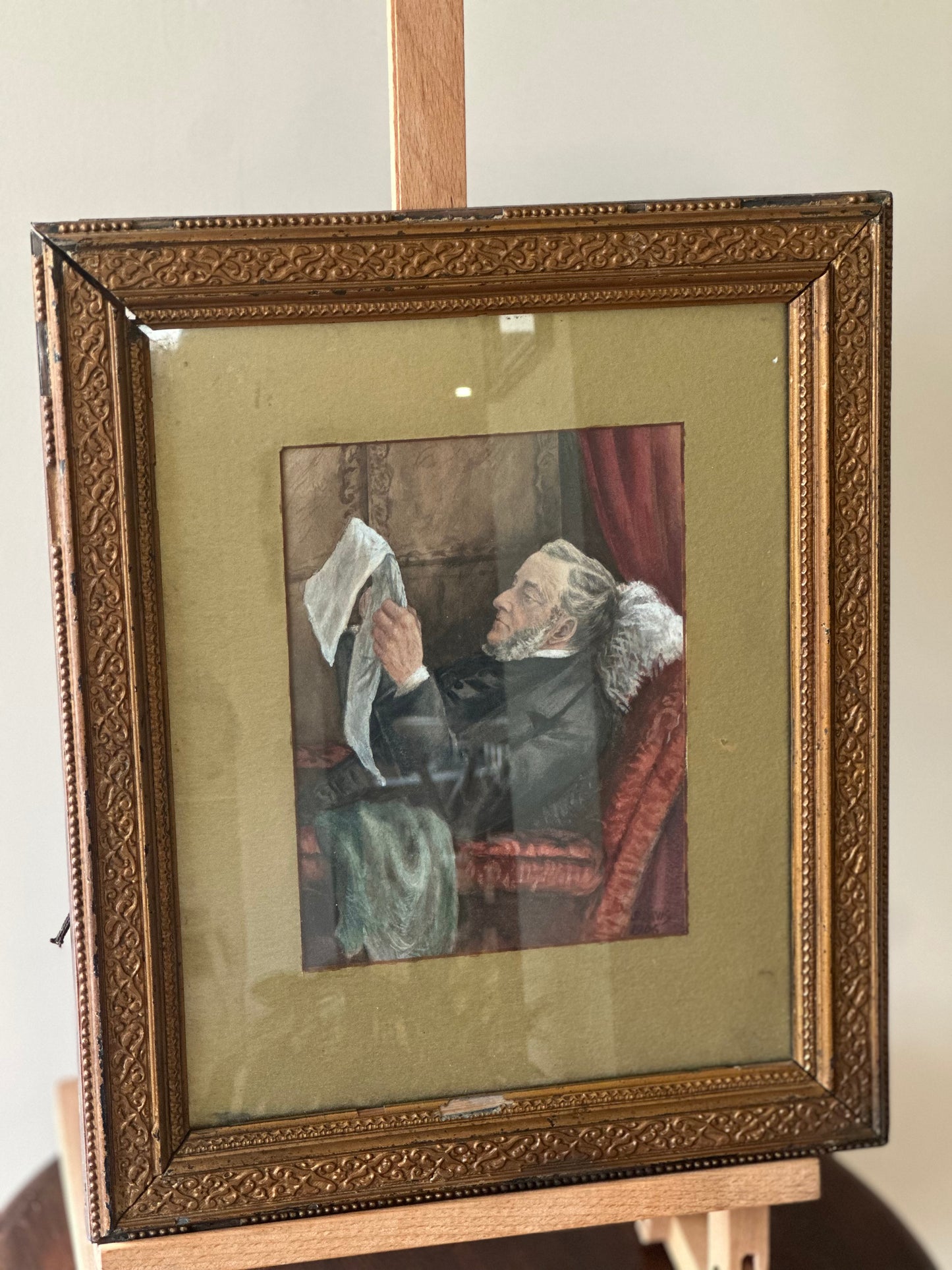 Man with newspaper - S.Davis 1906 - painting