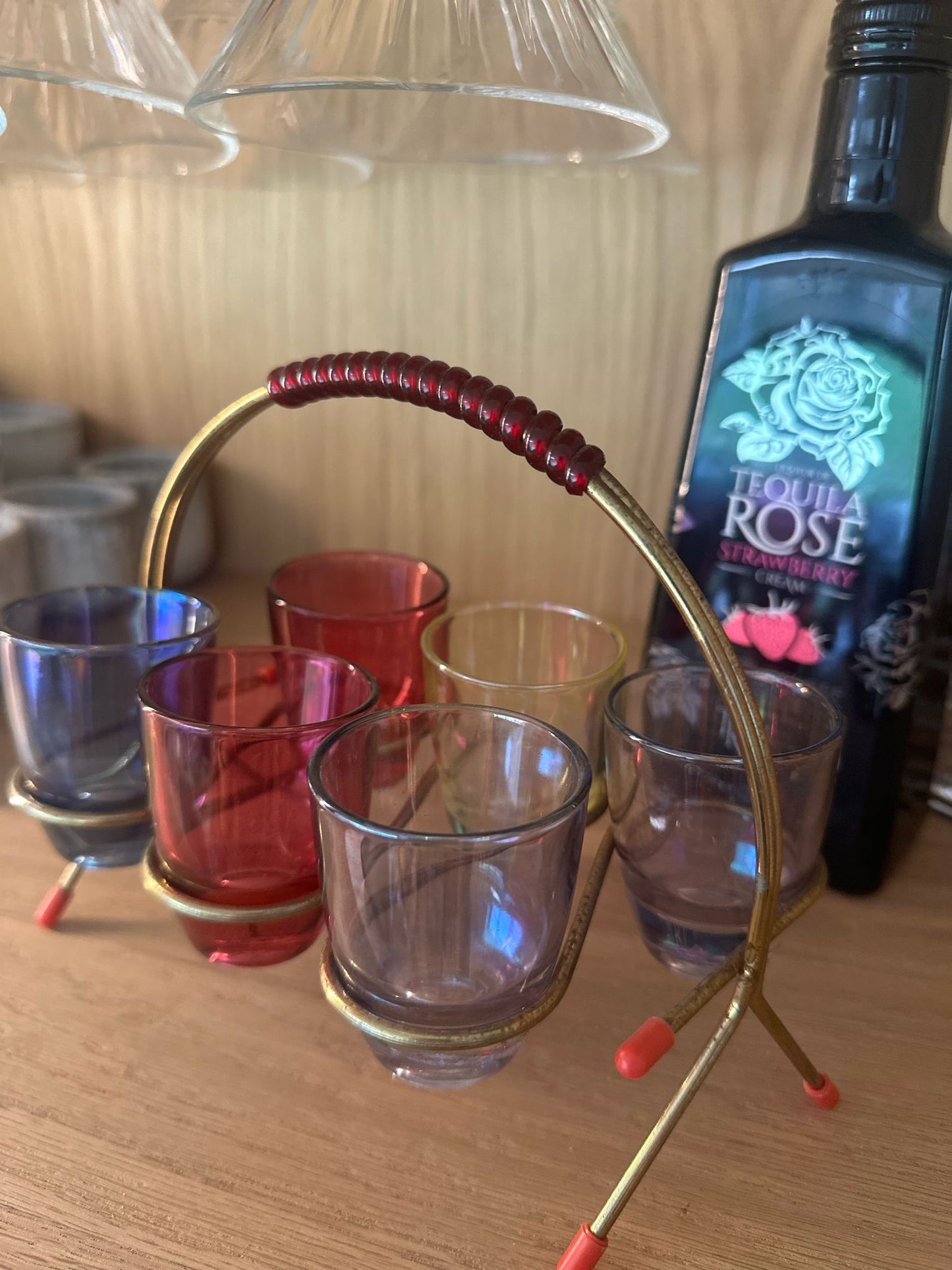 1950’s retro shot glasses and stand - home bar