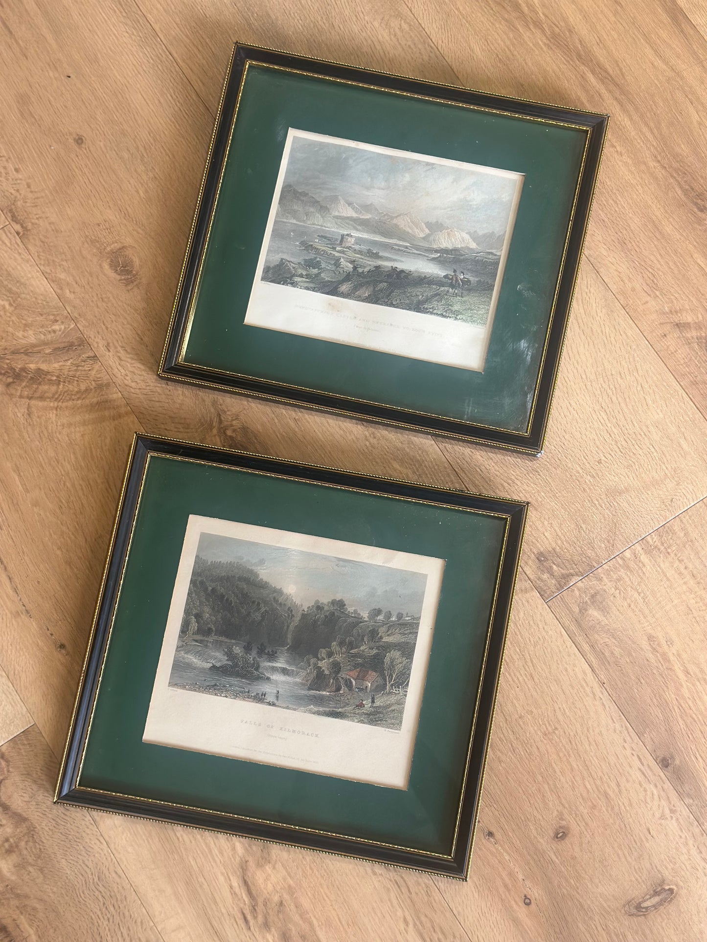 2 vintage scenic framed prints