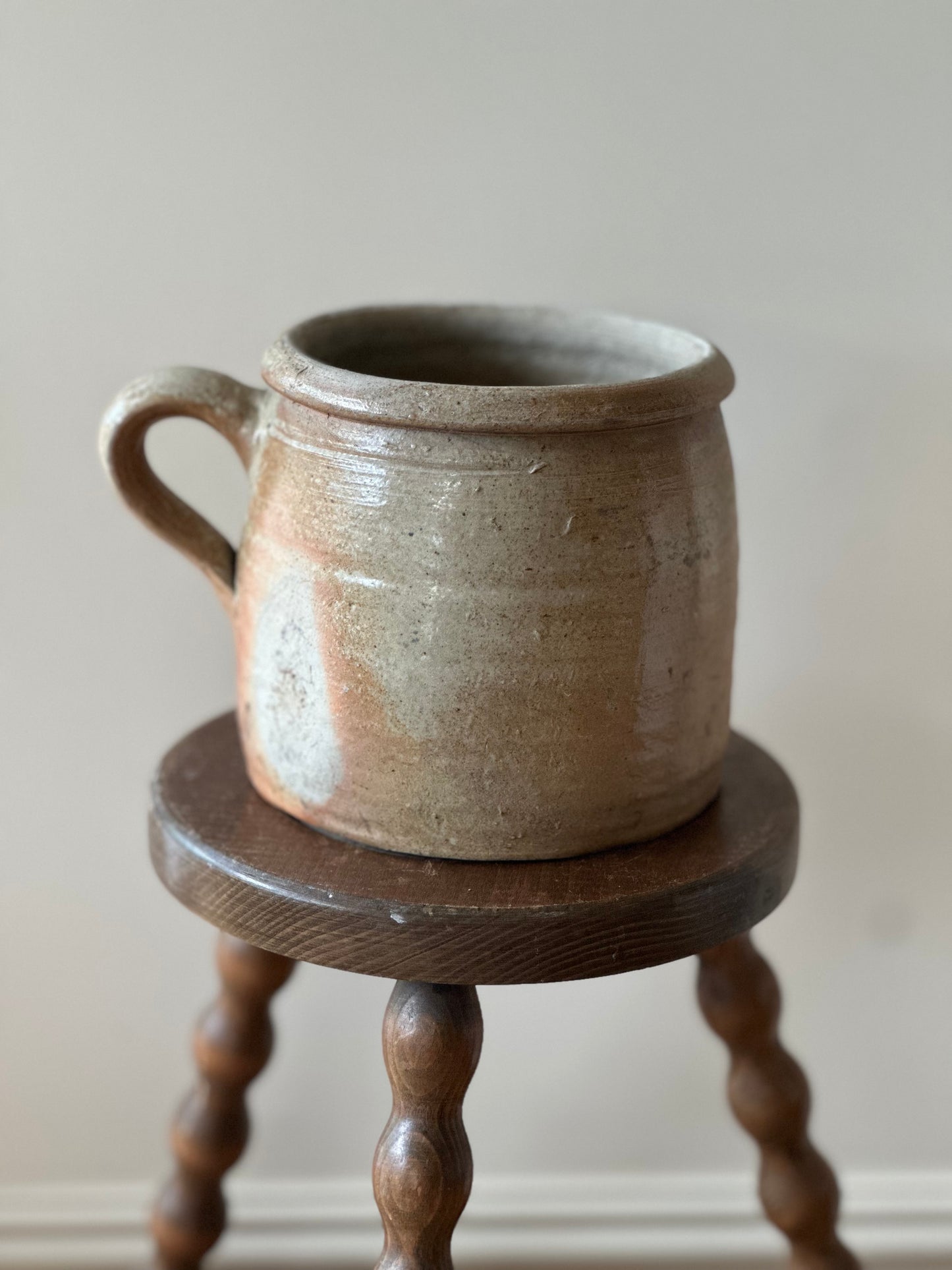 French confit pot cream terracotta single handle