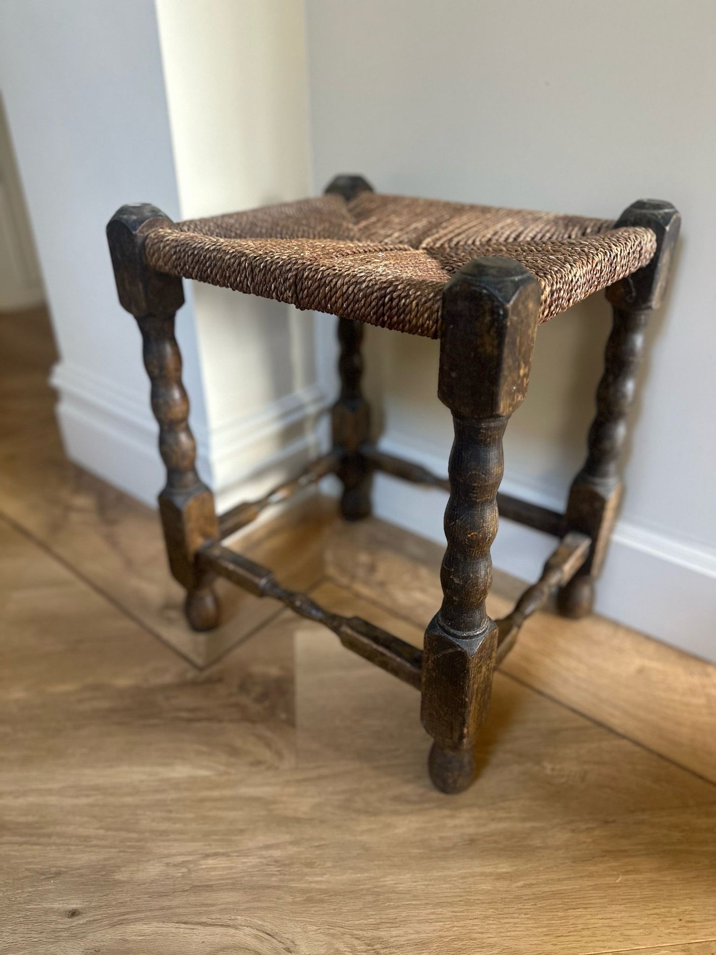 large bobbin leg square stool vintage