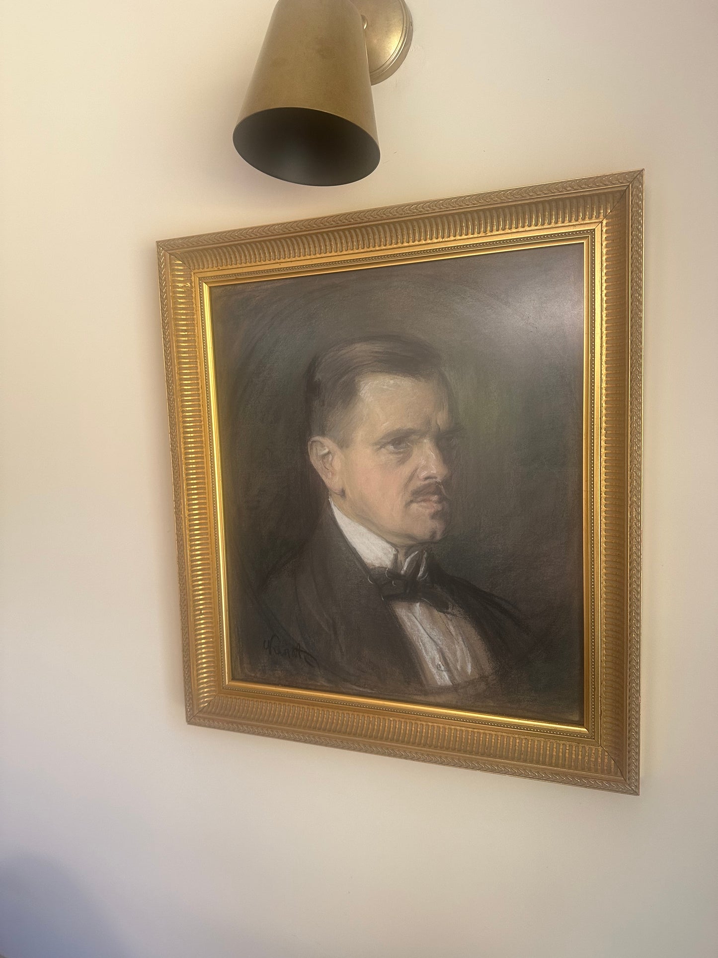 Large framed chalk / drawing signed framed