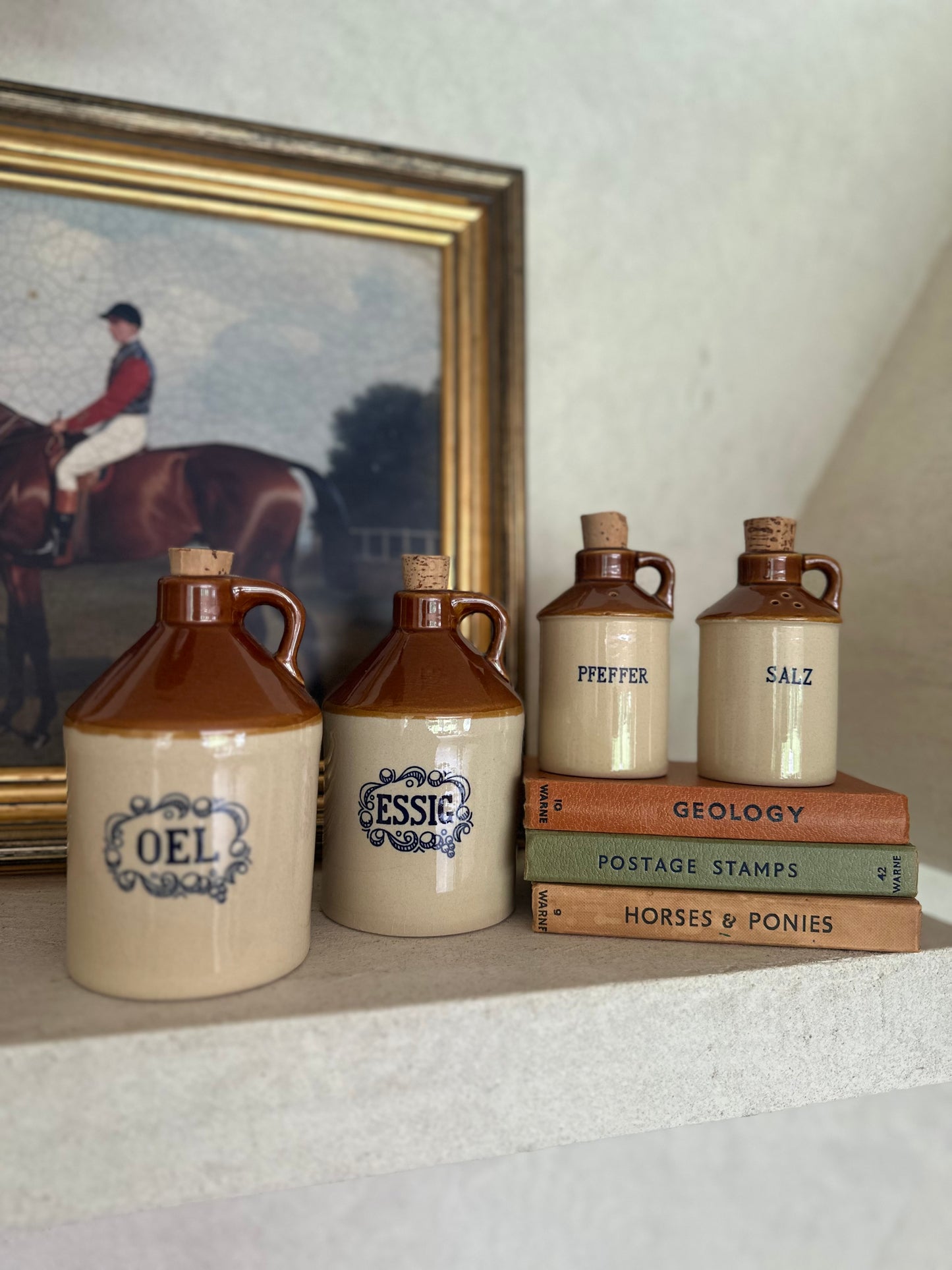 Vintage German oil vinegar salt pepper jugs