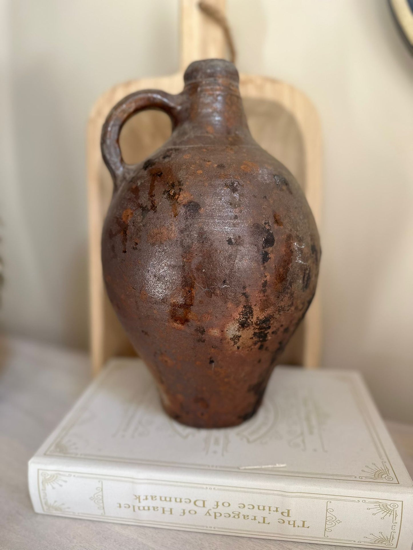 vintage large stoneware olive pot jug French