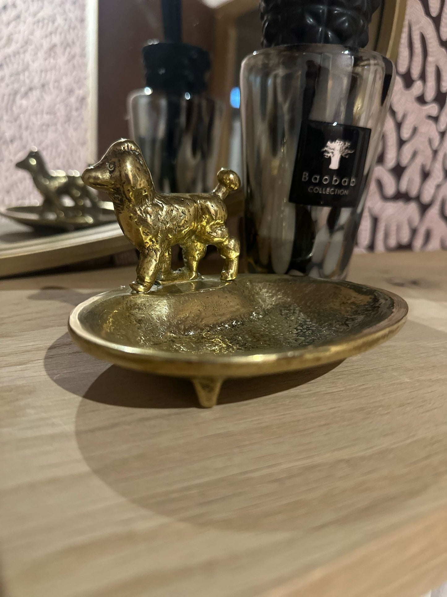 vintage brass poodle soap dish -Rare