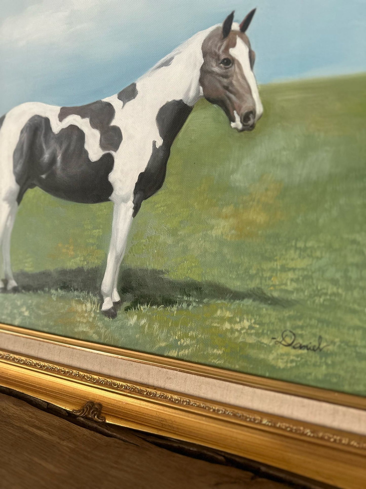 pair of framed horse π paintings signed