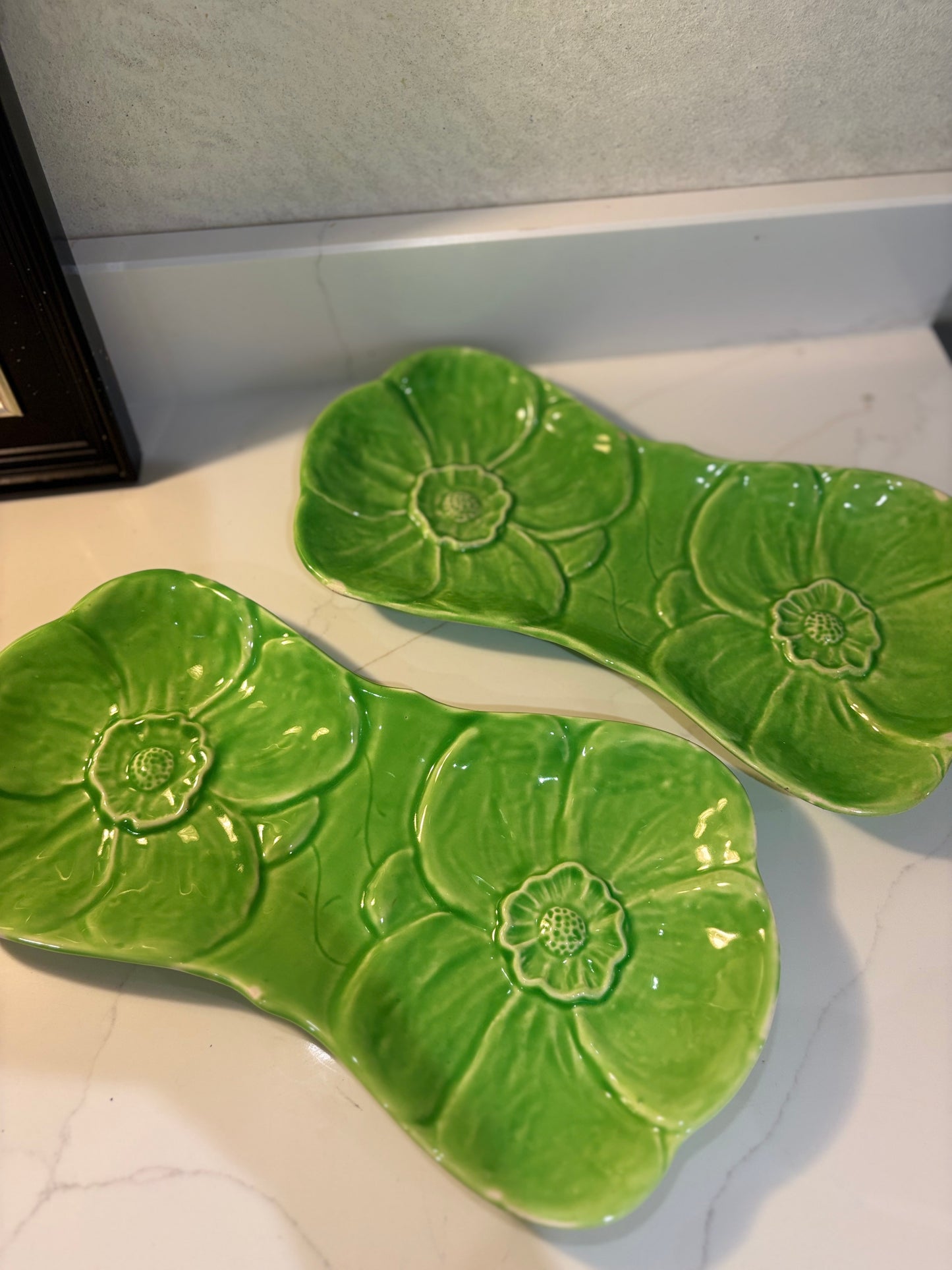 Vintage French Cabbage style serving platters