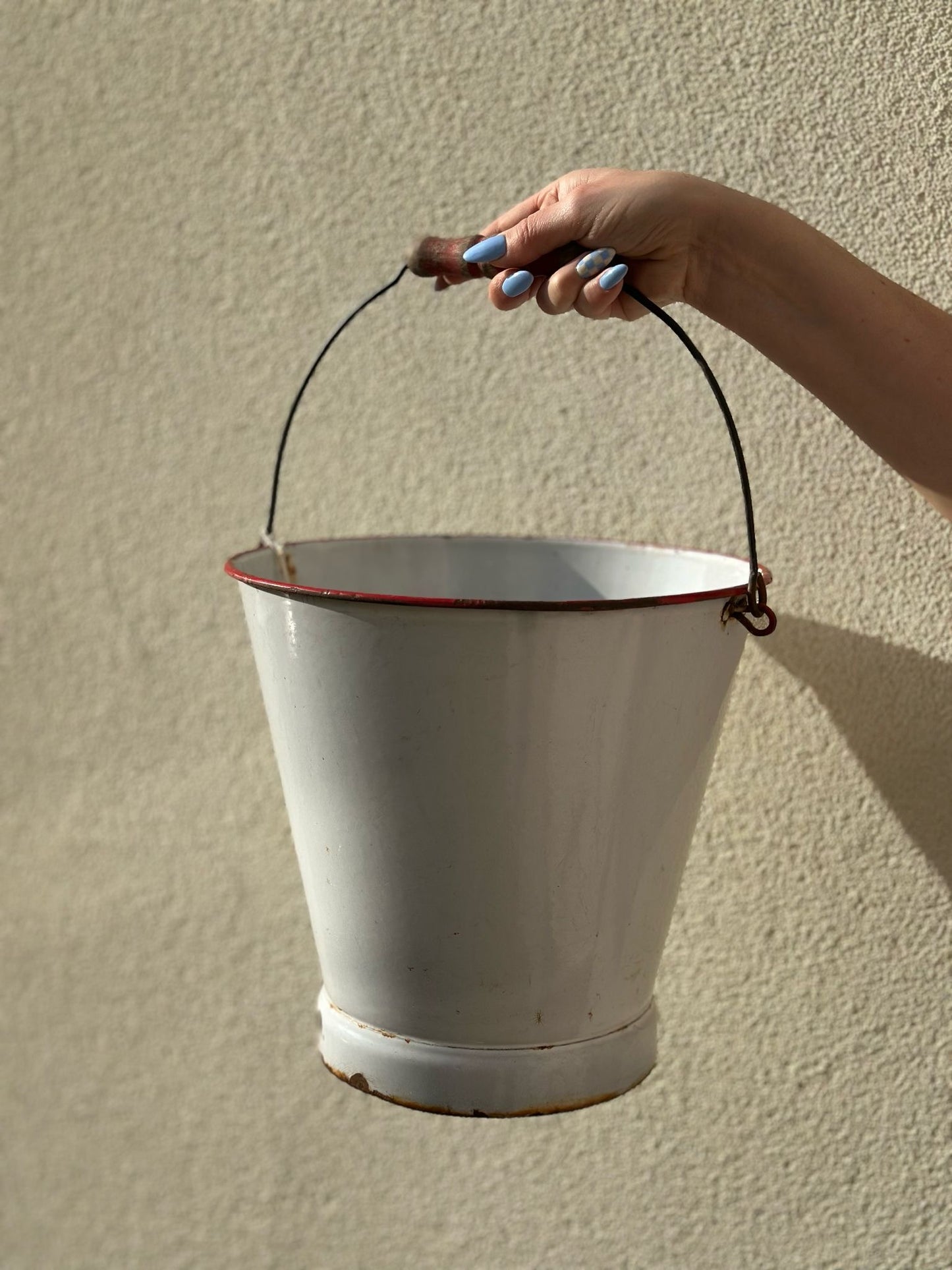 French enamel bucket - planter herbs 🪴