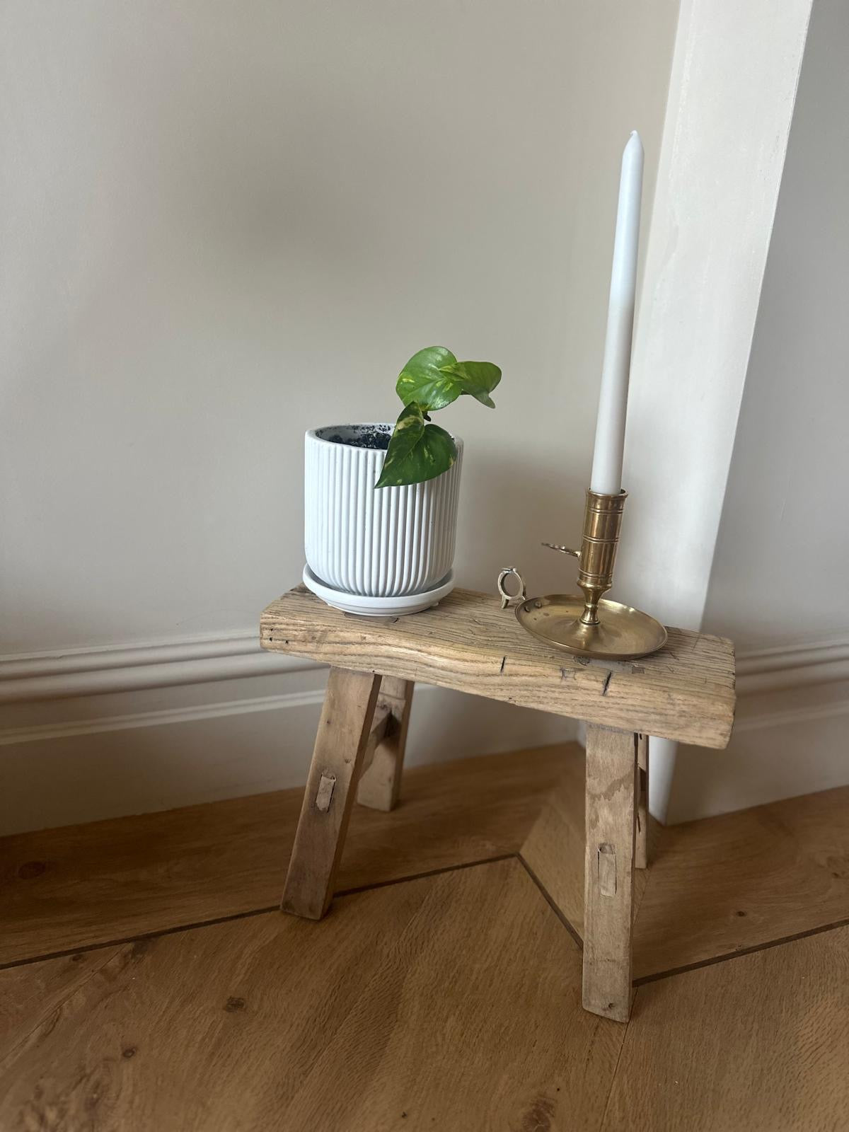 Vintage medium French wood stool
