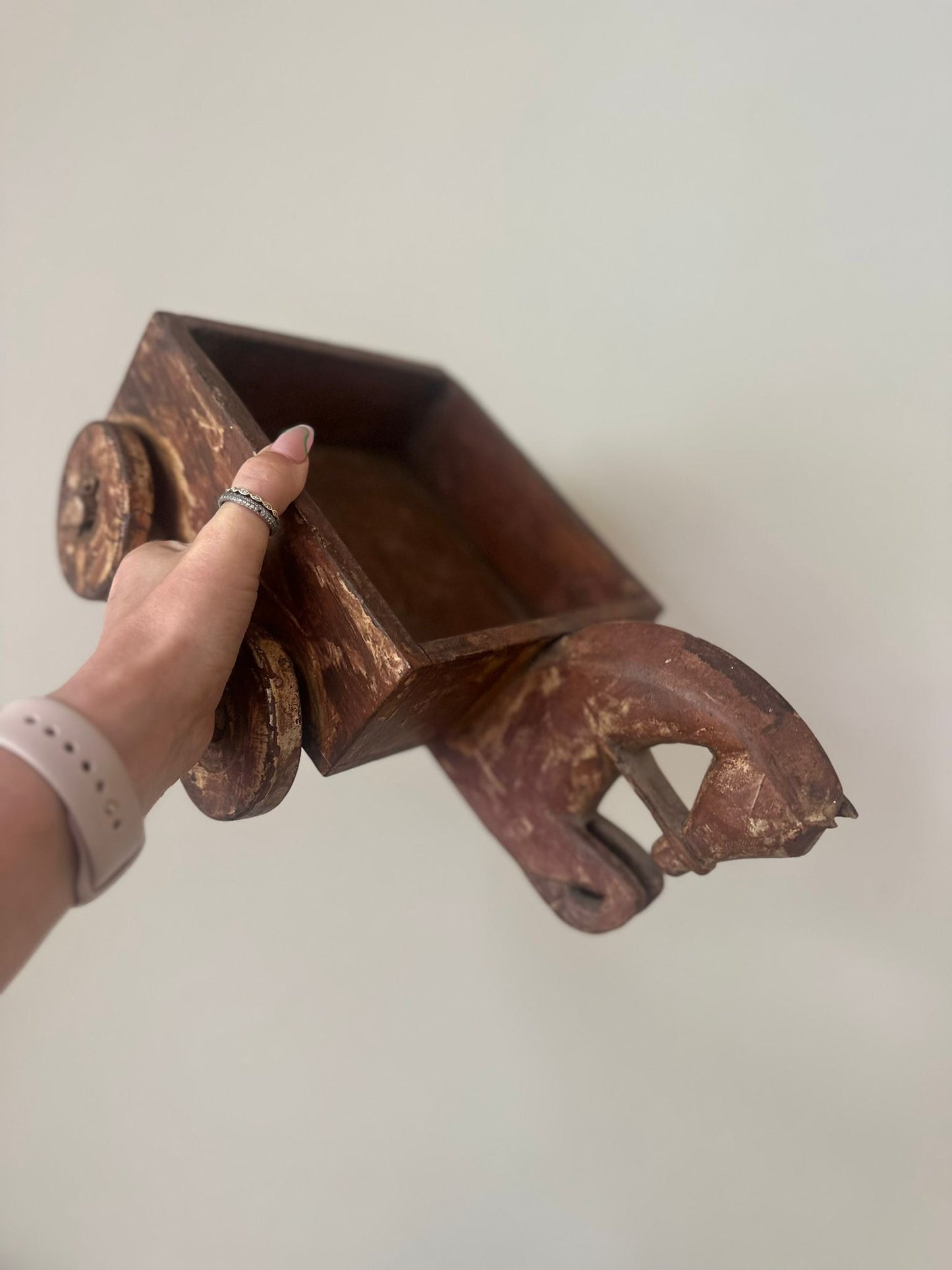 folk art horse coffee table - shelf styling piece