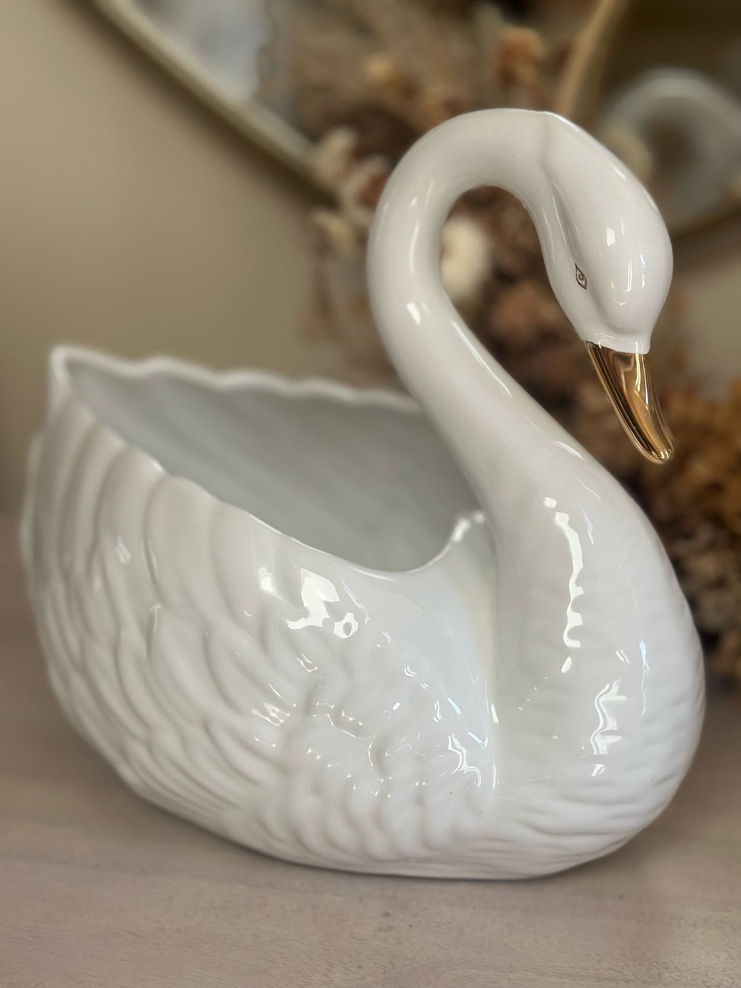 pair of swan 🦢 planters porcelain 1960’s