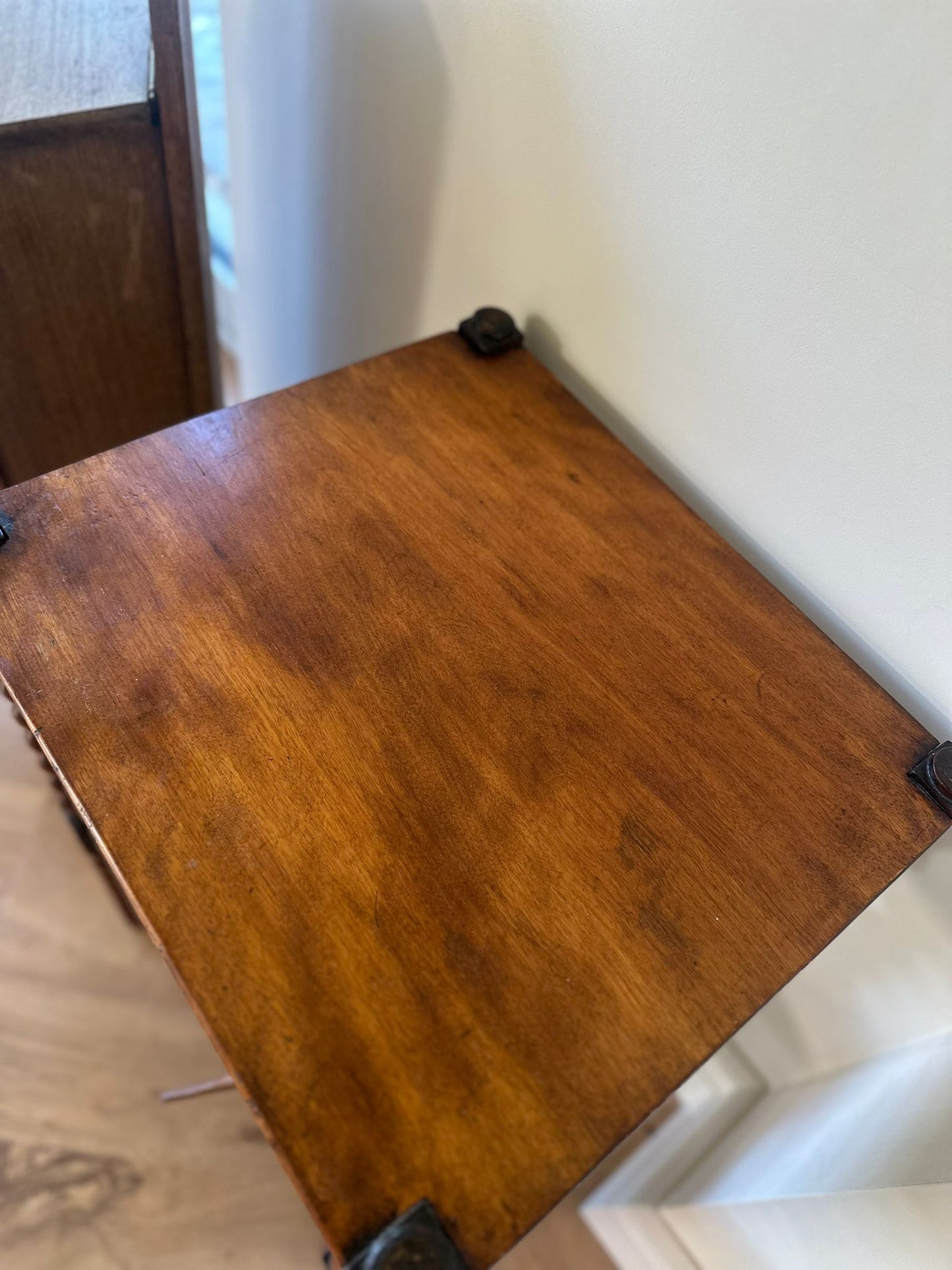 vintage bobbin side table with shelf