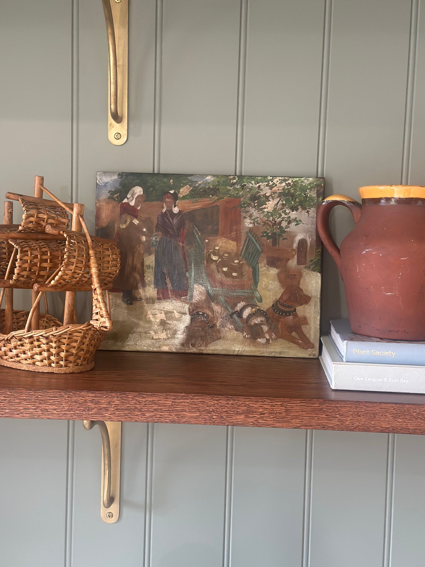 Dutch oil on board market scene