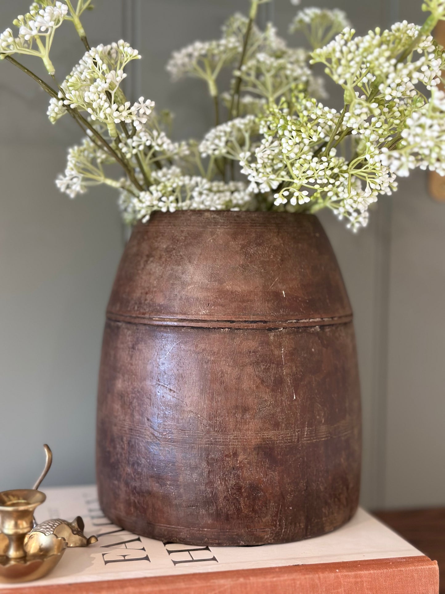 African wooden vintage vase tall