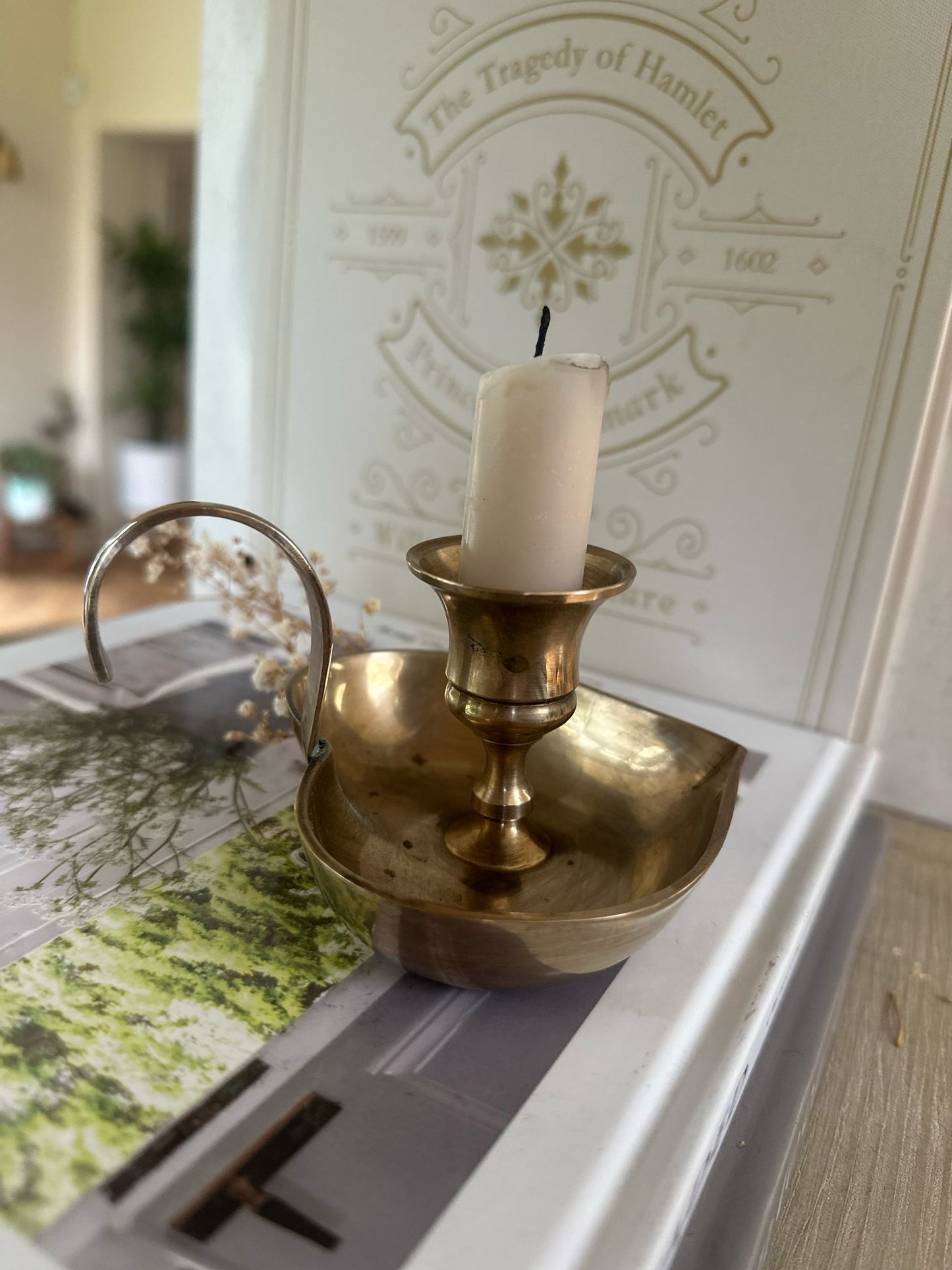 Rare vintage heart shaped candle chamber stick brass