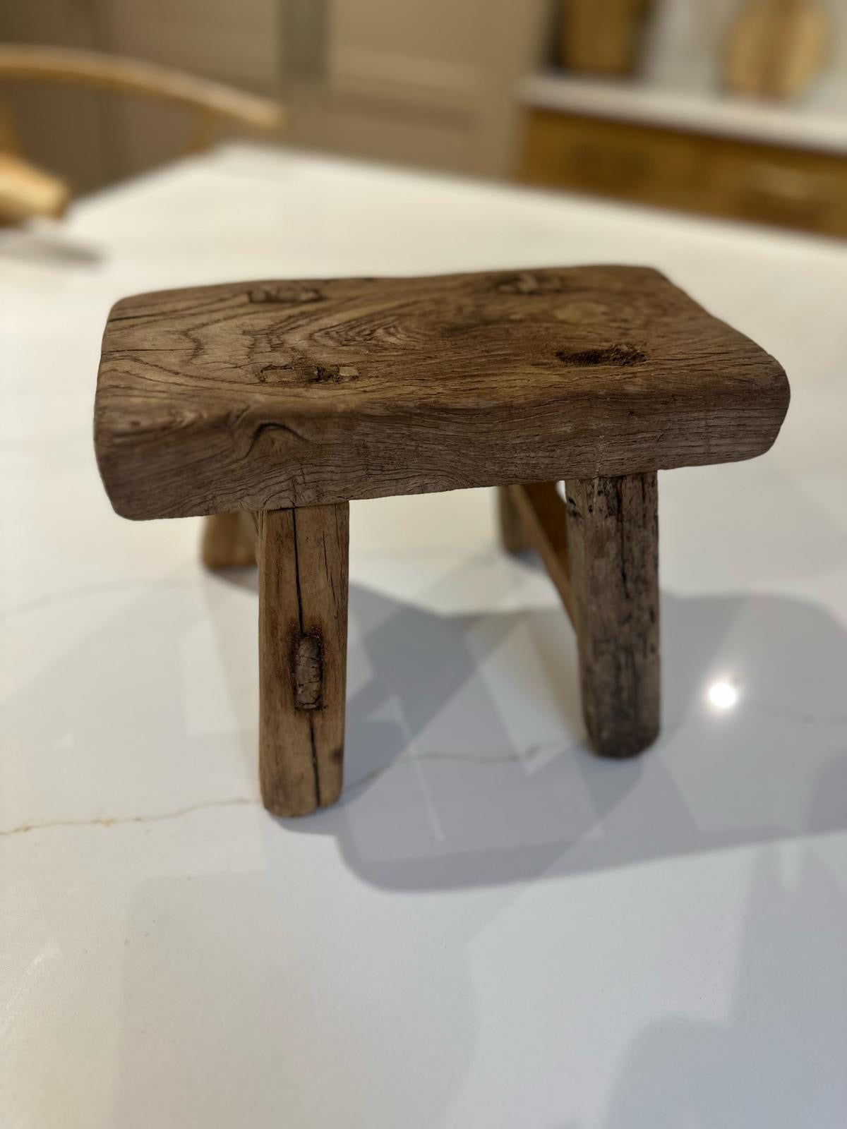 vintage elm stool small French