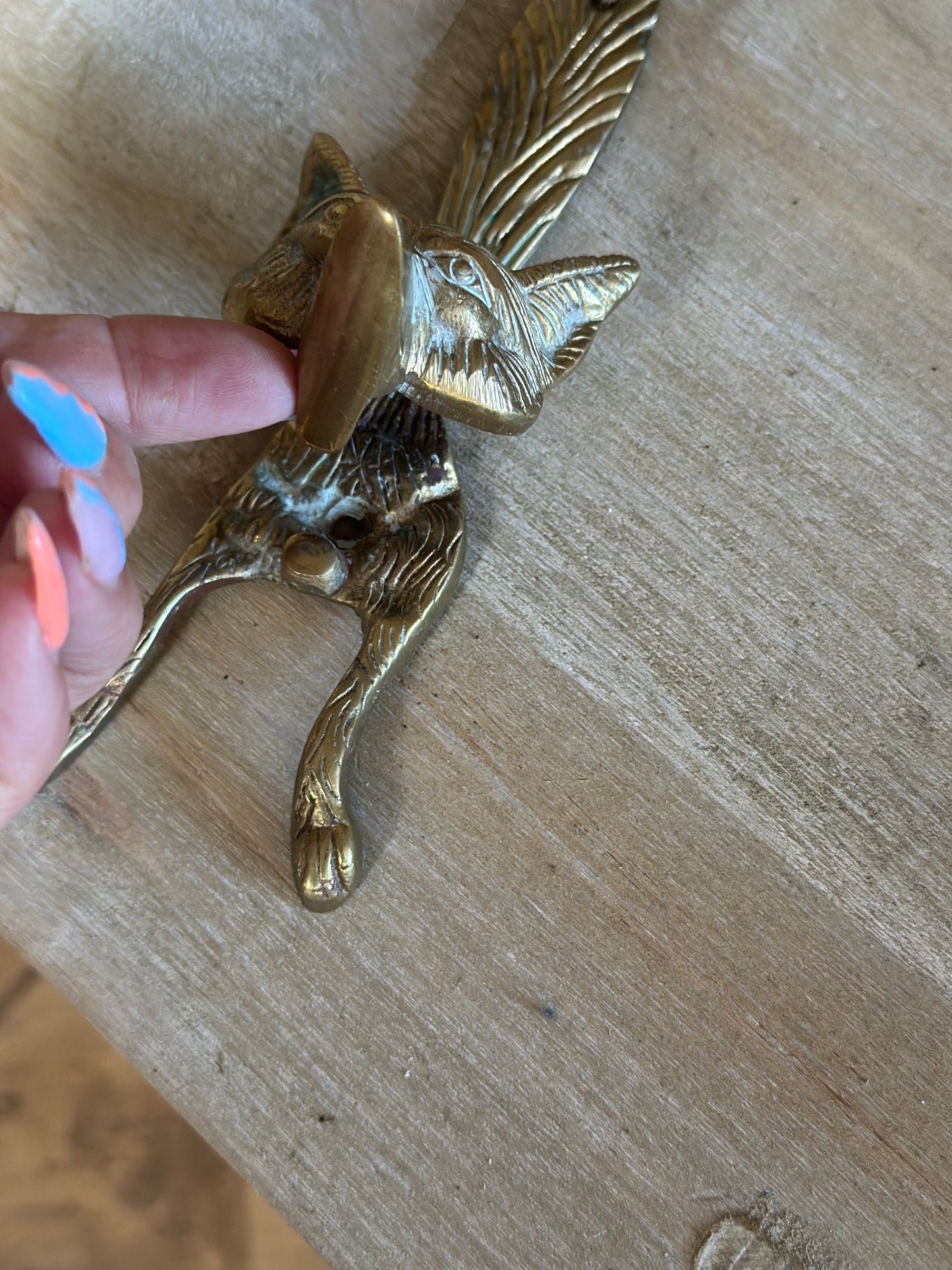 Vintage brass fox door knocker