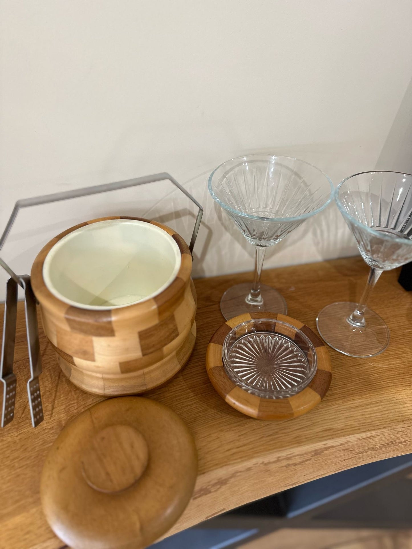 midcentury Cambridge ware ice bucket & nibble dish