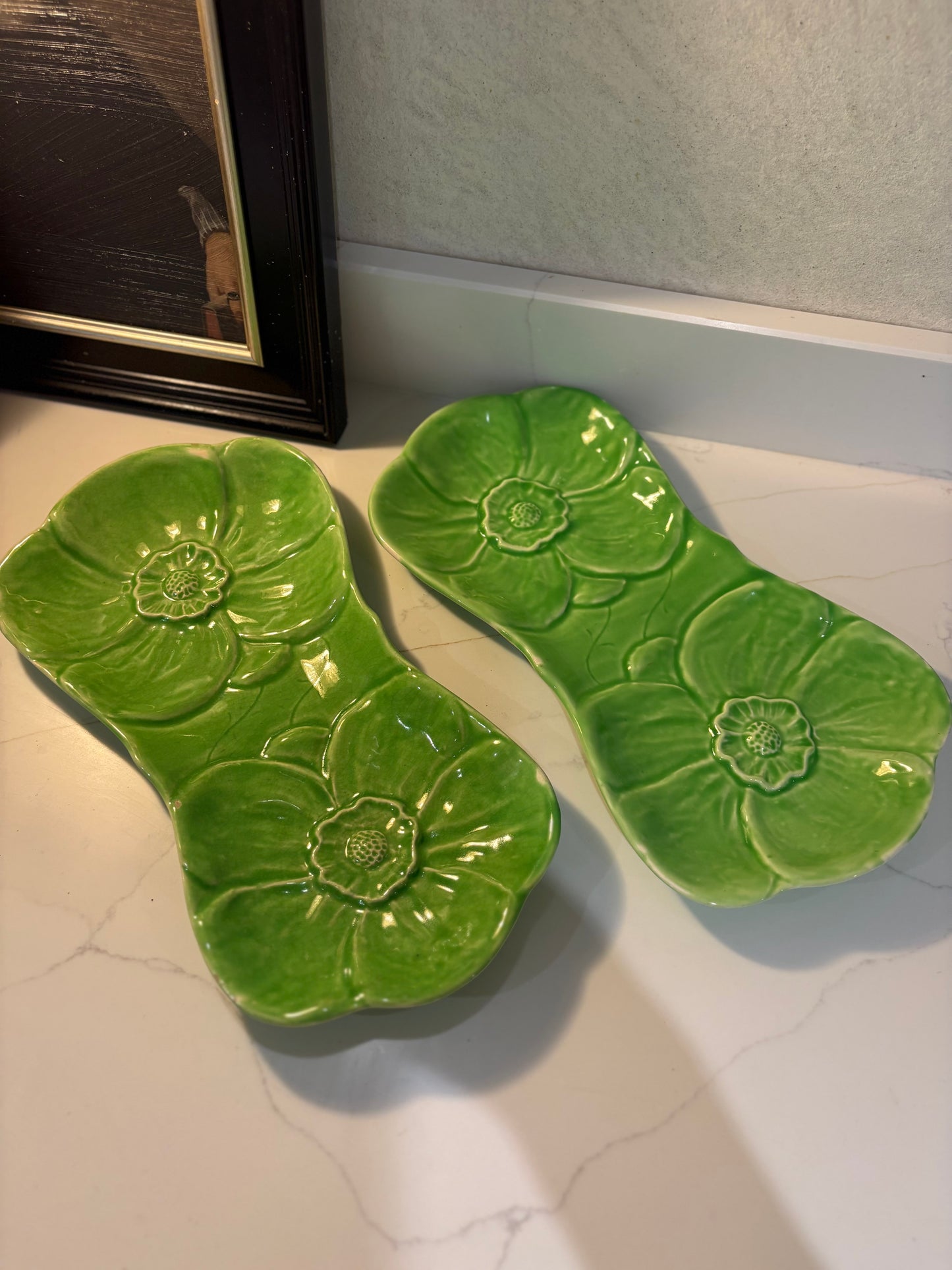 Vintage French Cabbage style serving platters