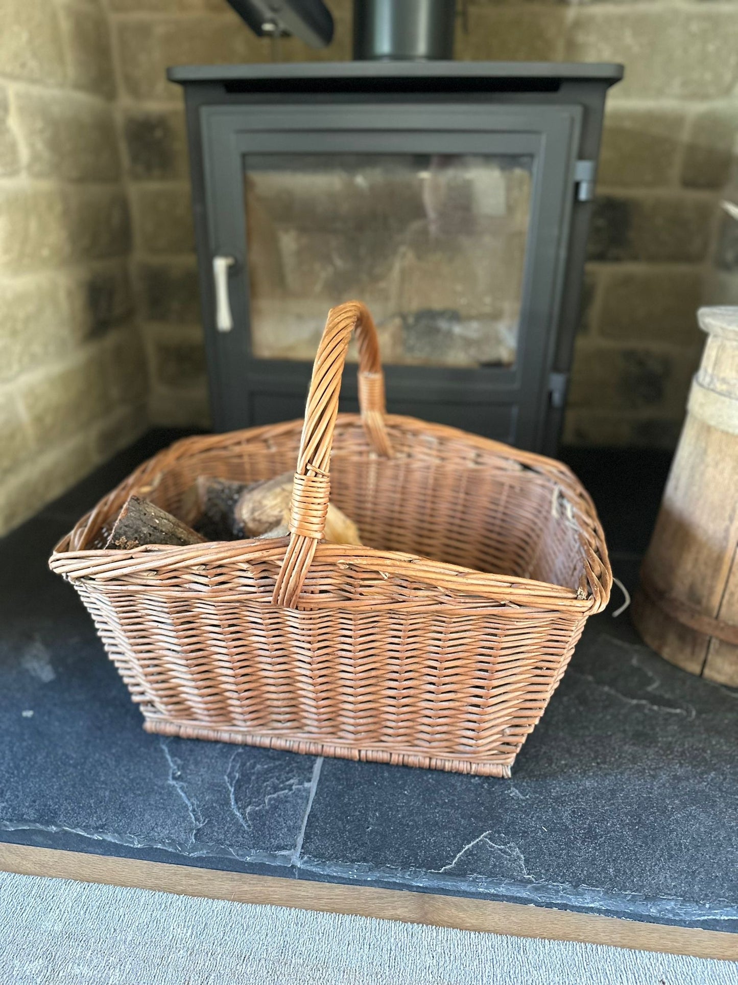 f&m log basket large with handle