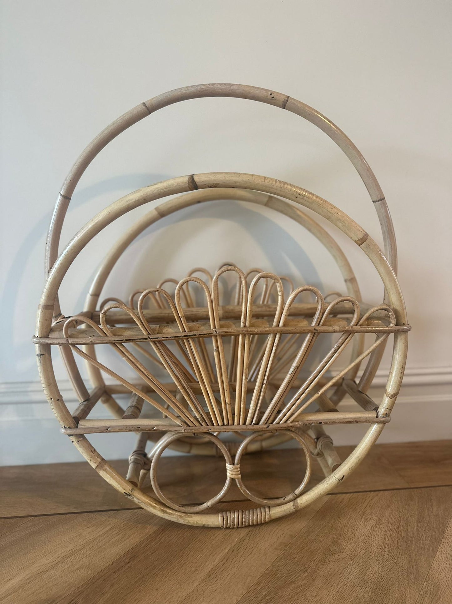 bamboo magazine book rack mini library mid century