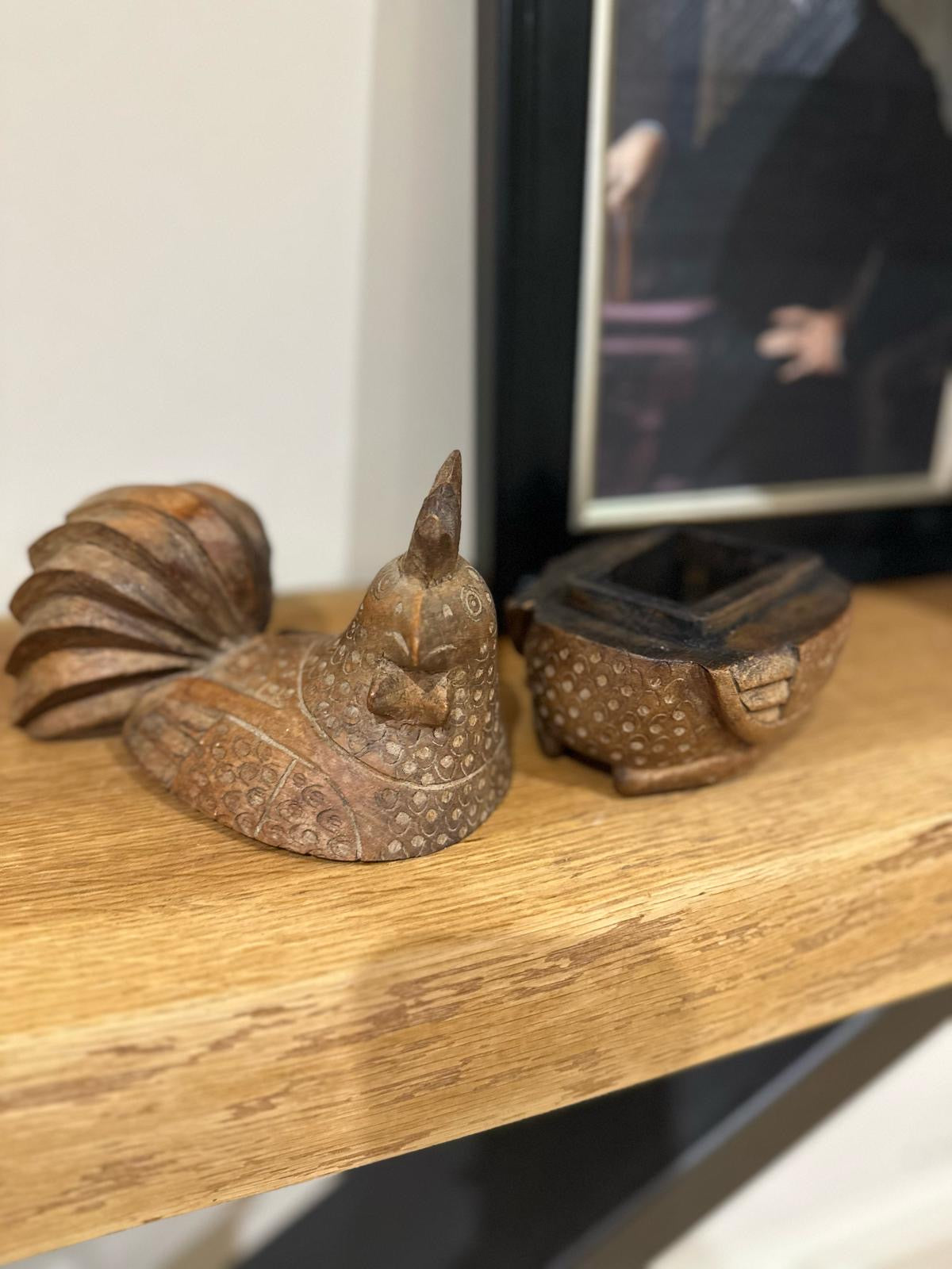 vintage wooden chicken secret compartment