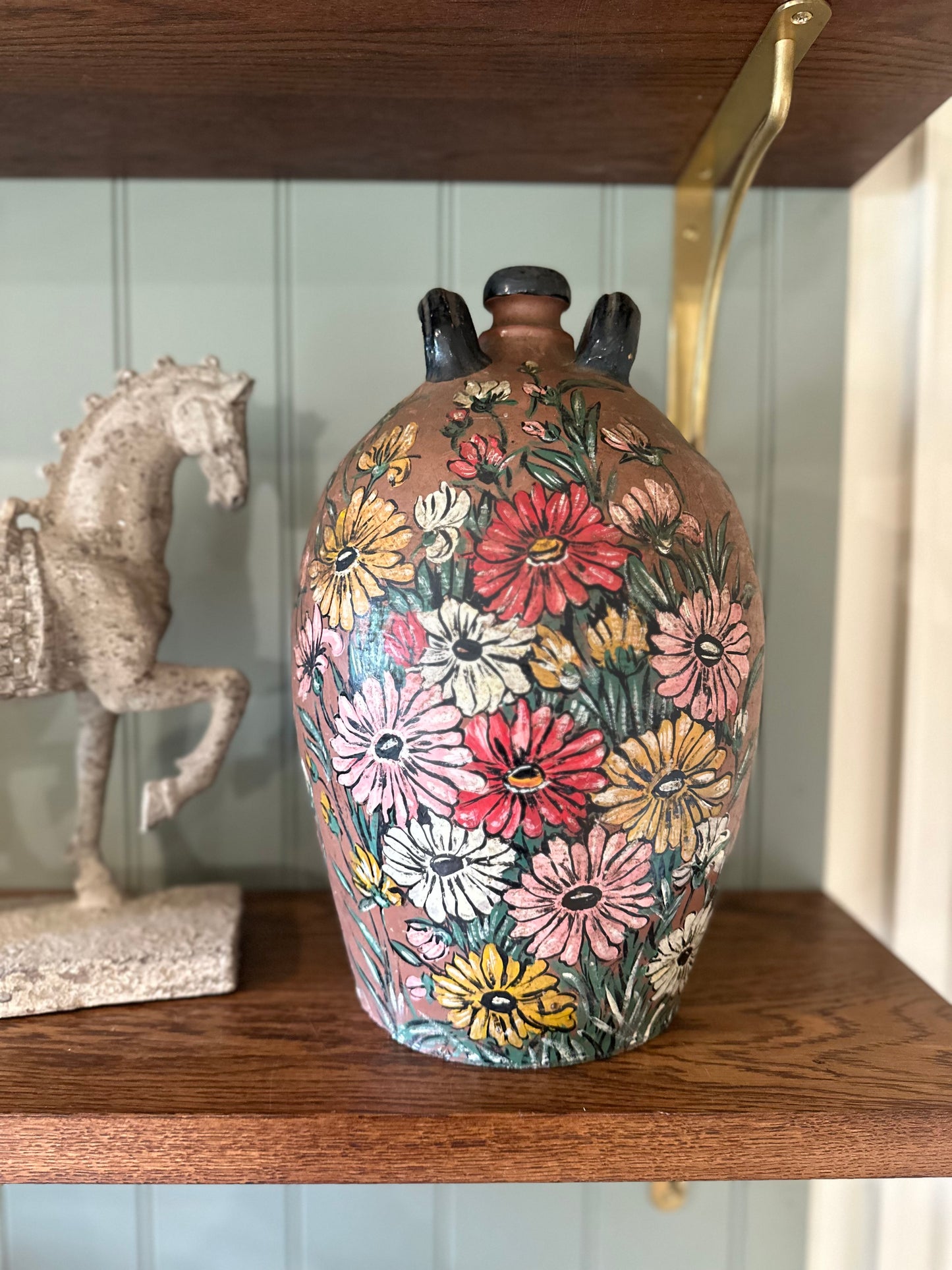 French large vintage vessel hand painted & signed