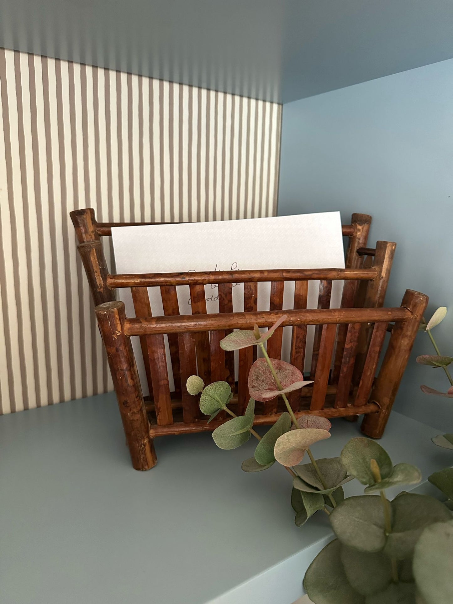 bamboo letter rack MCM vintage