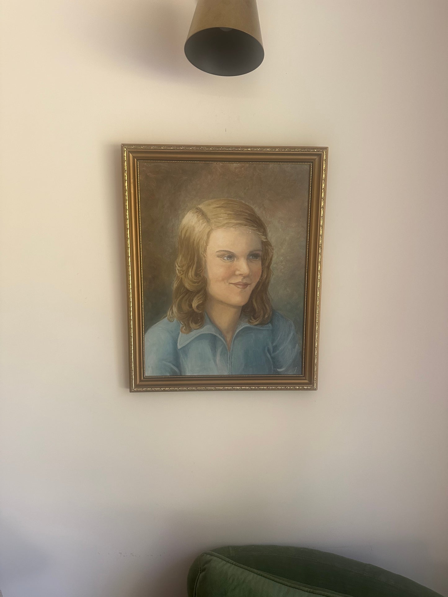 Vintage paint on board young girl signed framed
