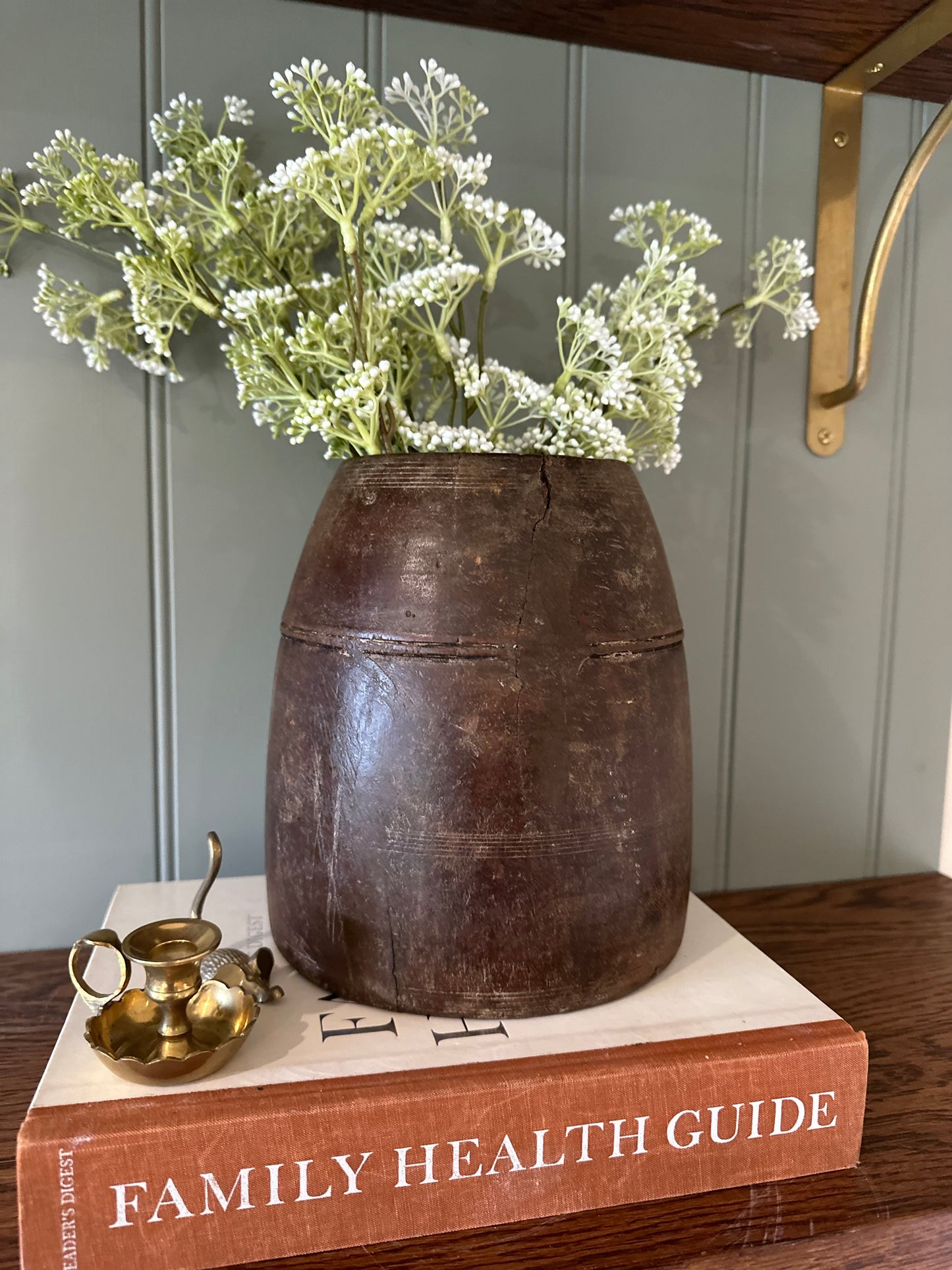 African wooden vintage vase tall