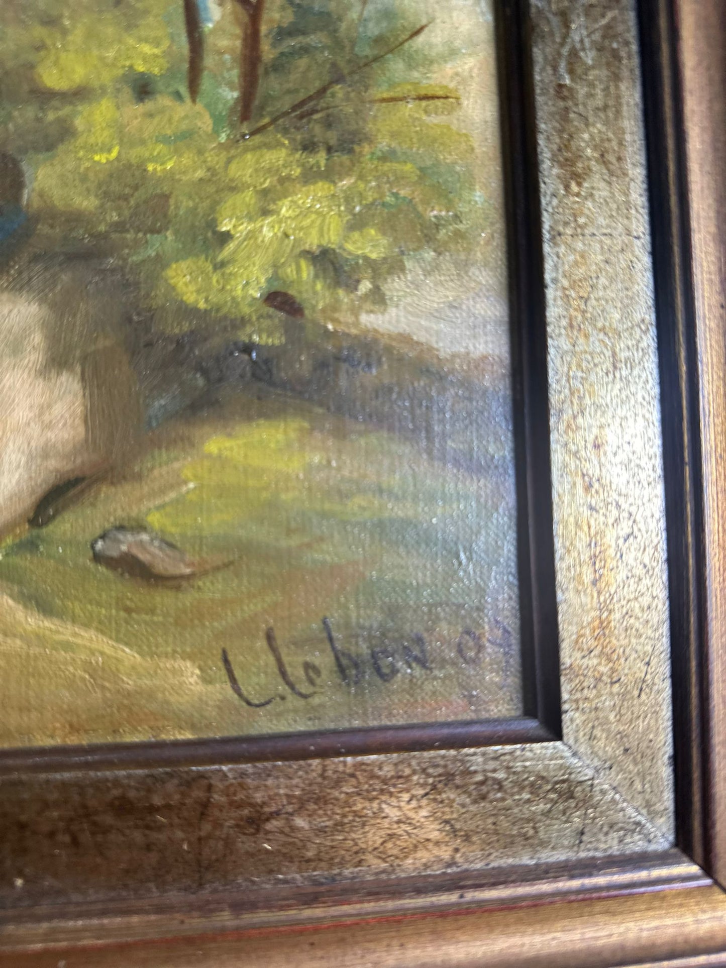 oil paining original signed 1909 countryside scene