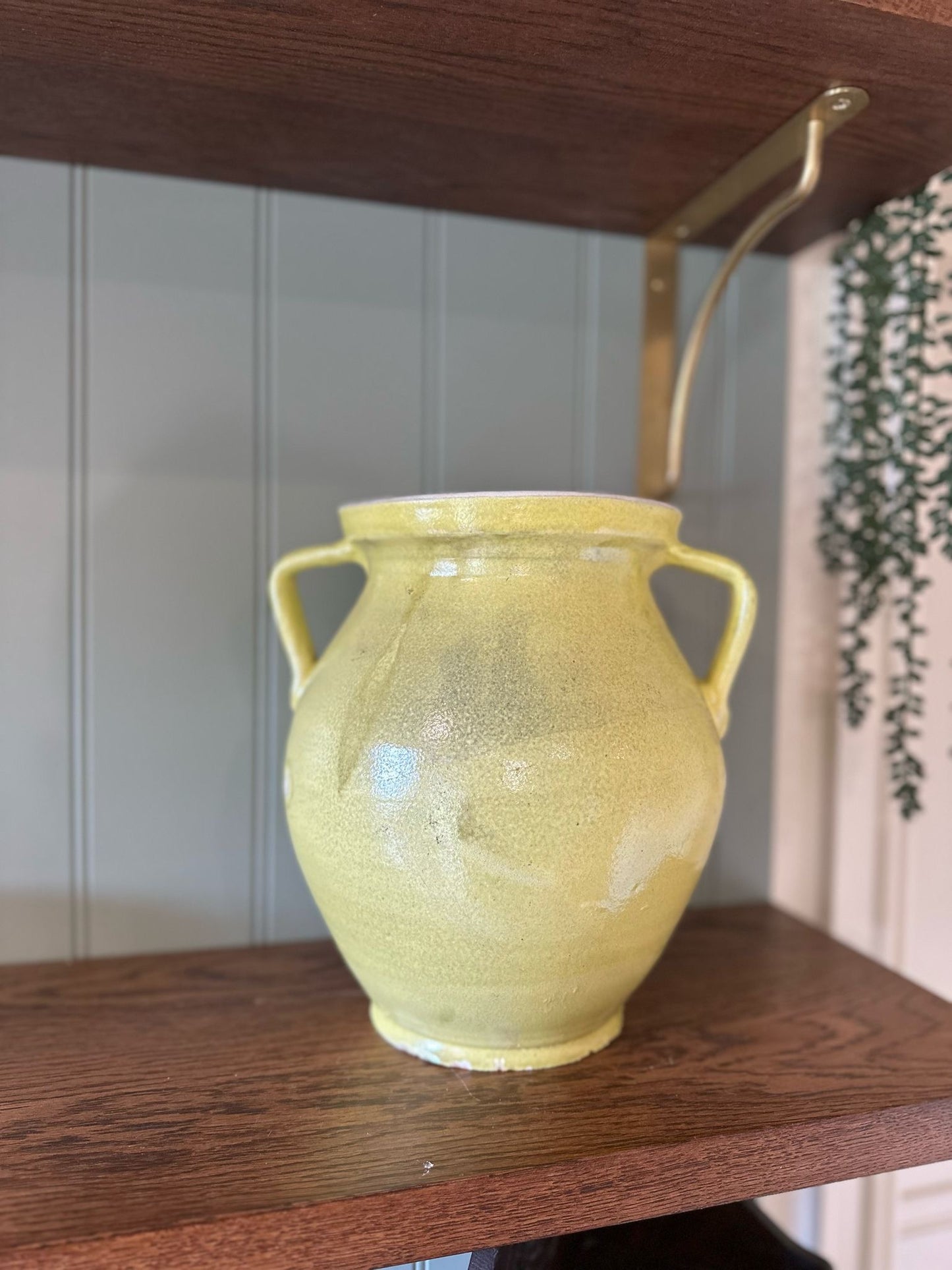 vintage yellow glazed double handle jug spring ๐ผ