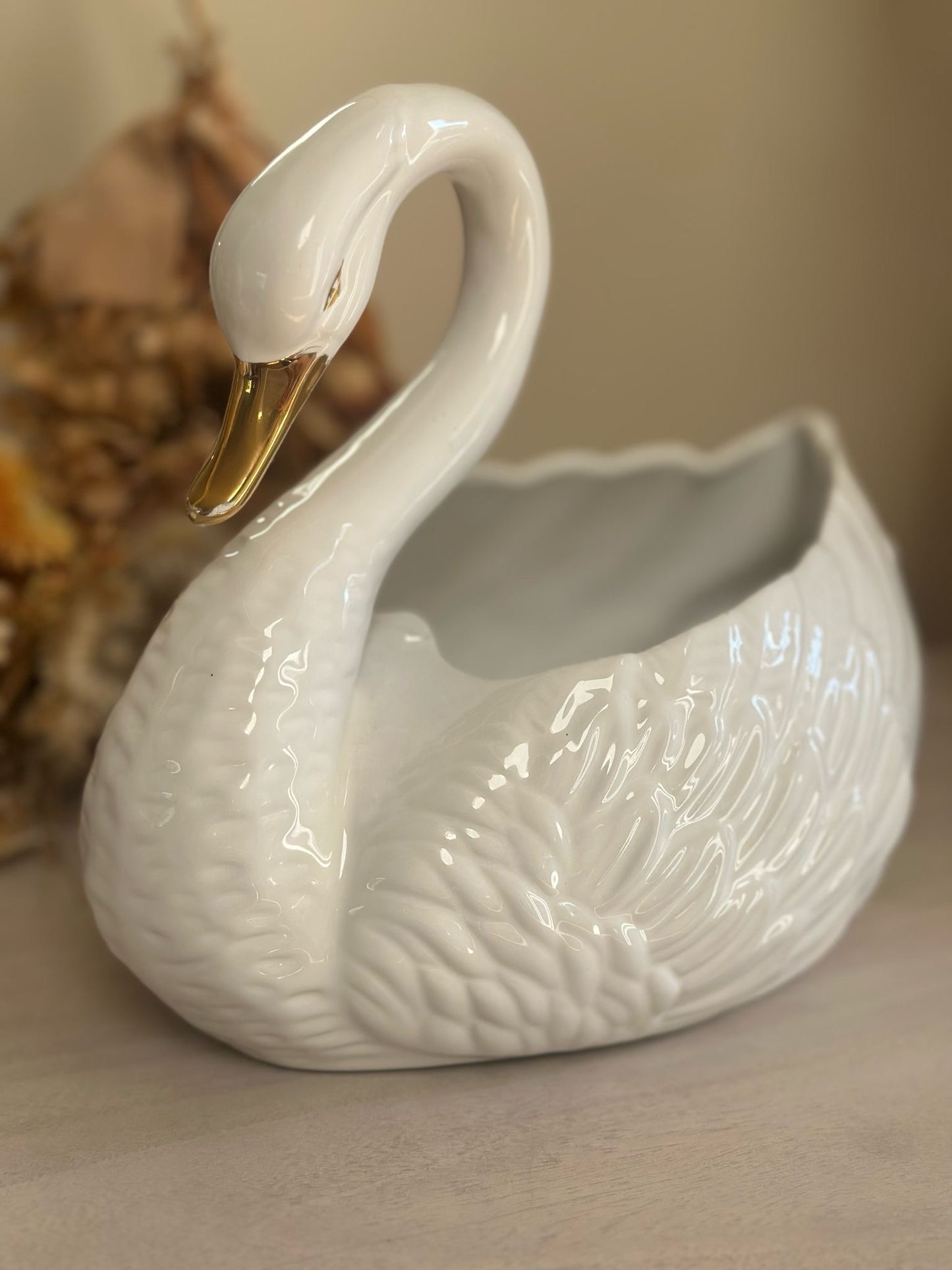 pair of swan 🦢 planters porcelain 1960’s