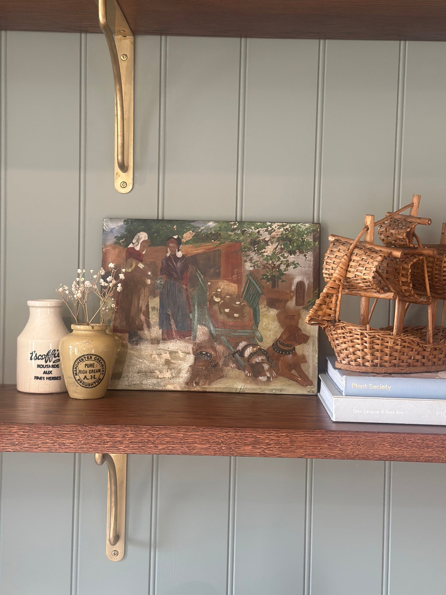 Dutch oil on board market scene