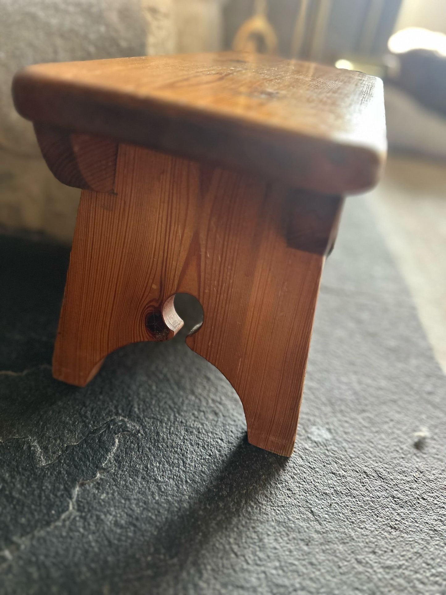 vintage scratch built, stool plant stand - wood