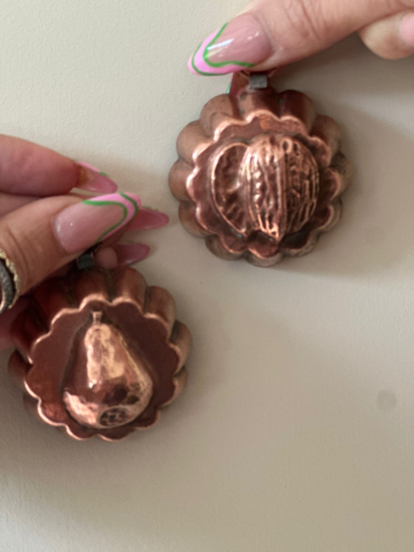 Mini Copper sweetie moulds - vintage wall decor