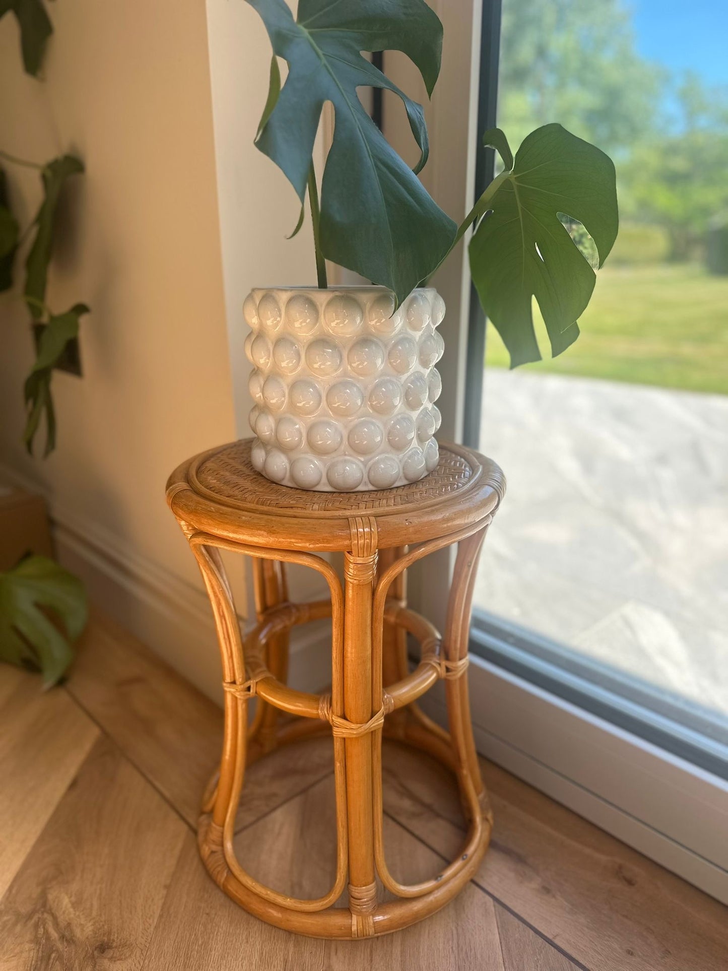 bamboo rattan style plant stand side table vintage