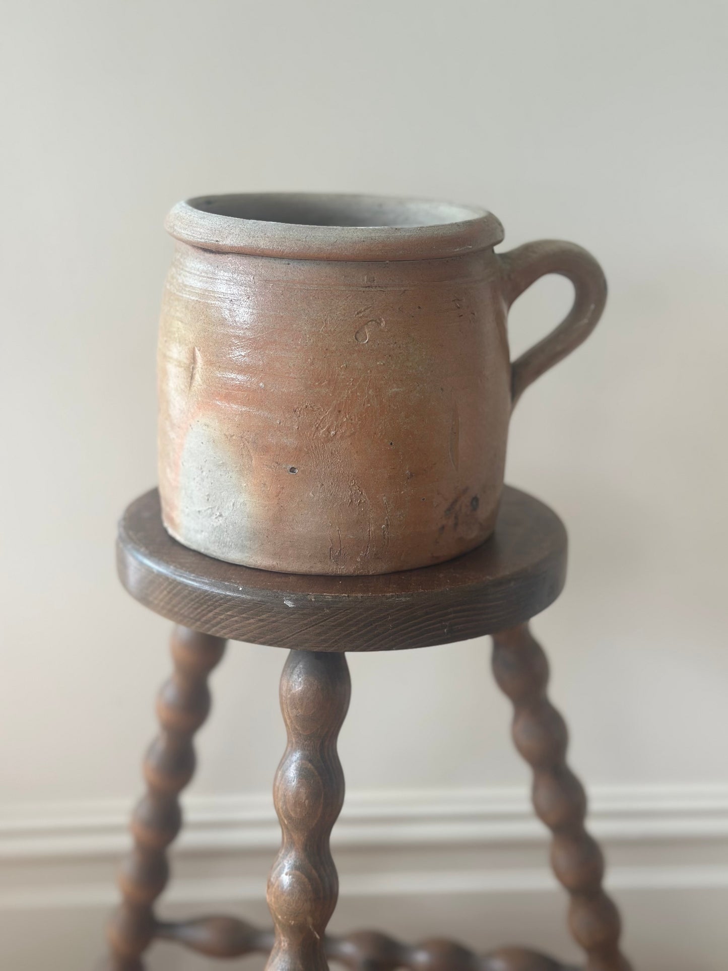 French confit pot cream terracotta single handle