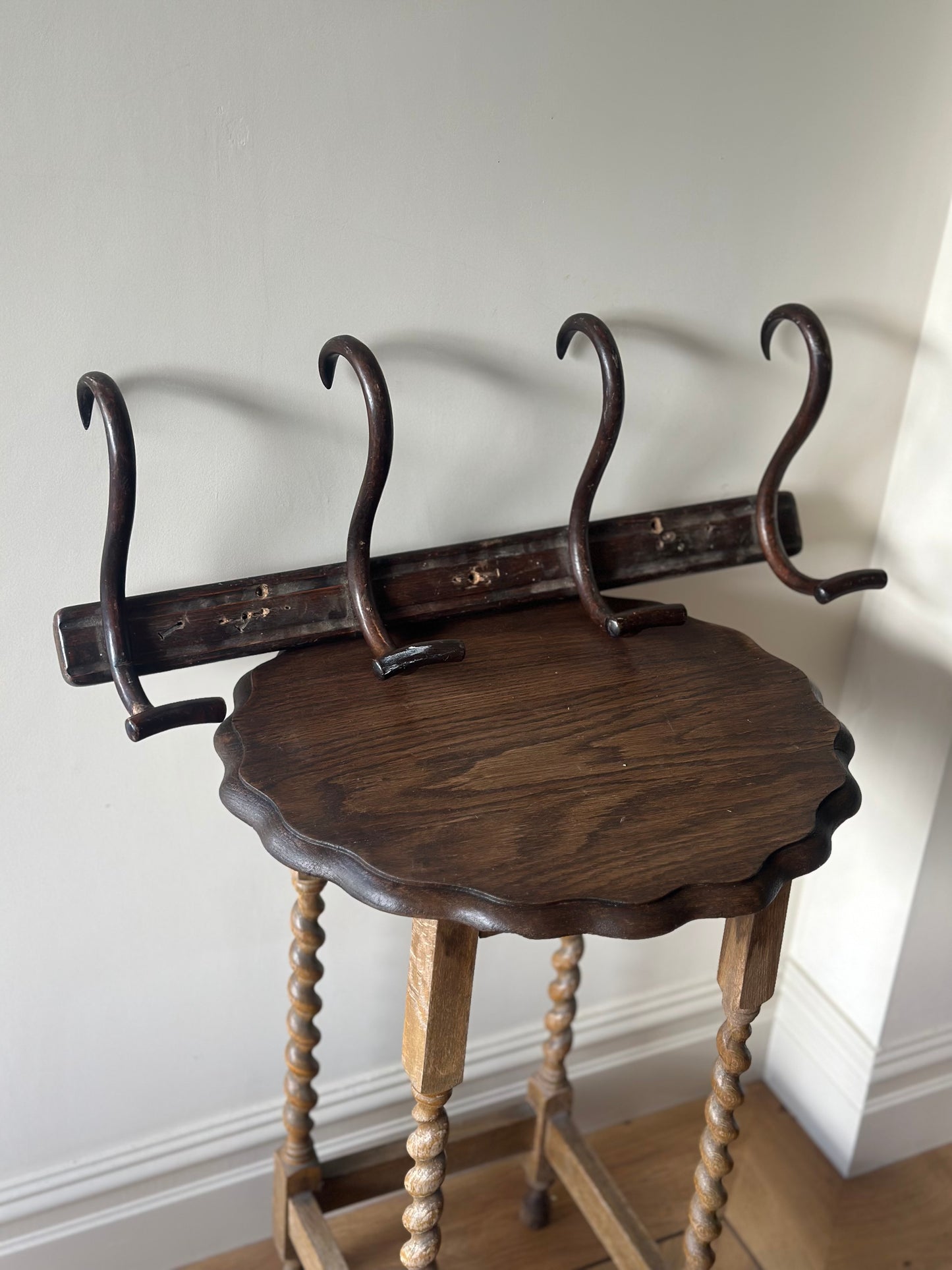 Victorian steam bent coat & hat wall mounted stand